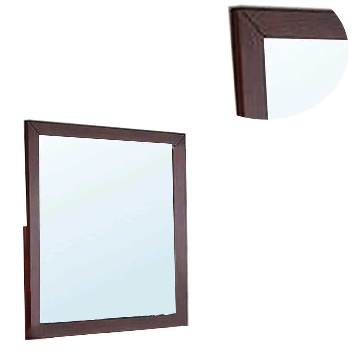Bran 36 x 36 Square Dresser Mirror, Pine Wood, Grain Details, Cherry Brown- Saltoro Sherpi