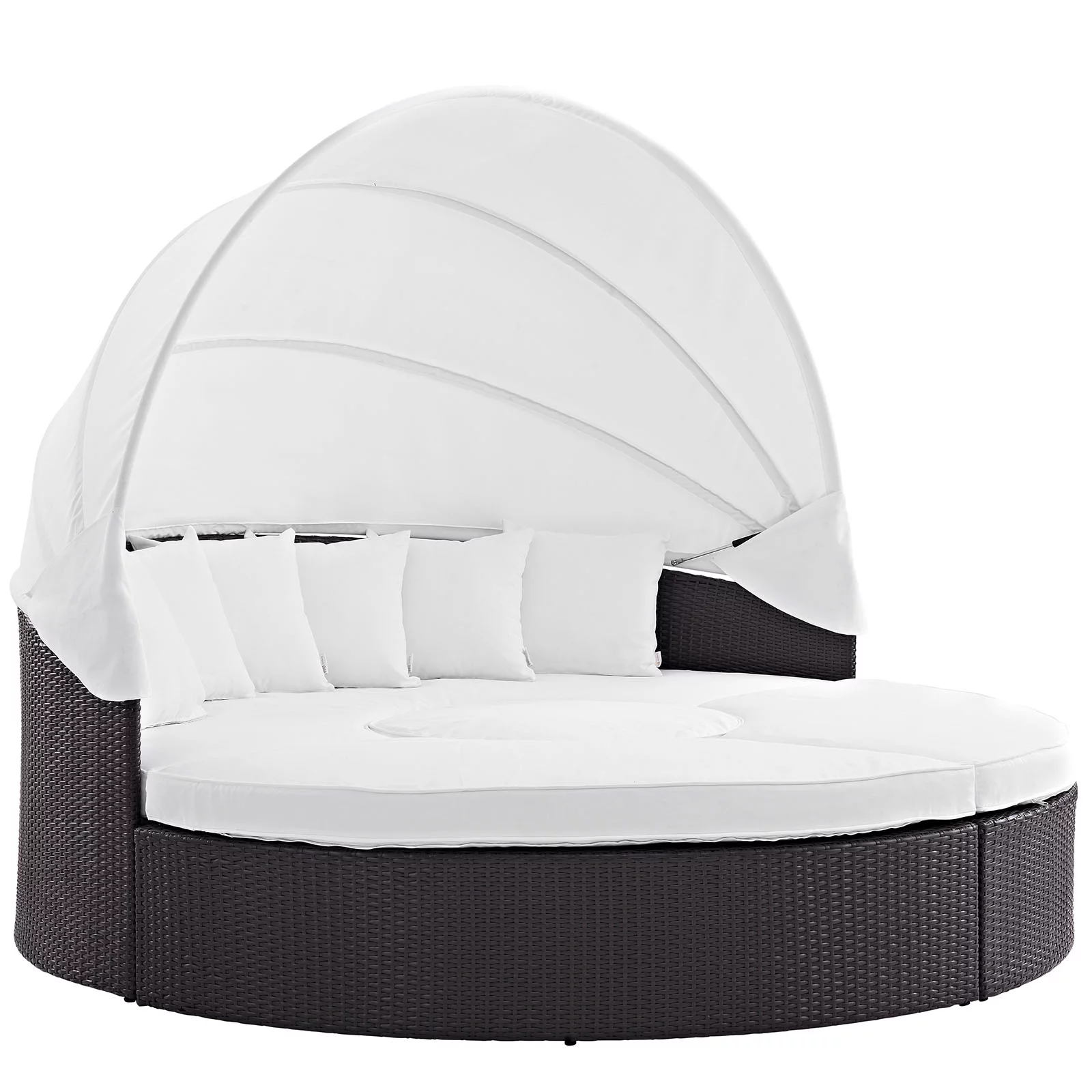 Modway Quest Canopy Outdoor Patio Daybed in Espresso White