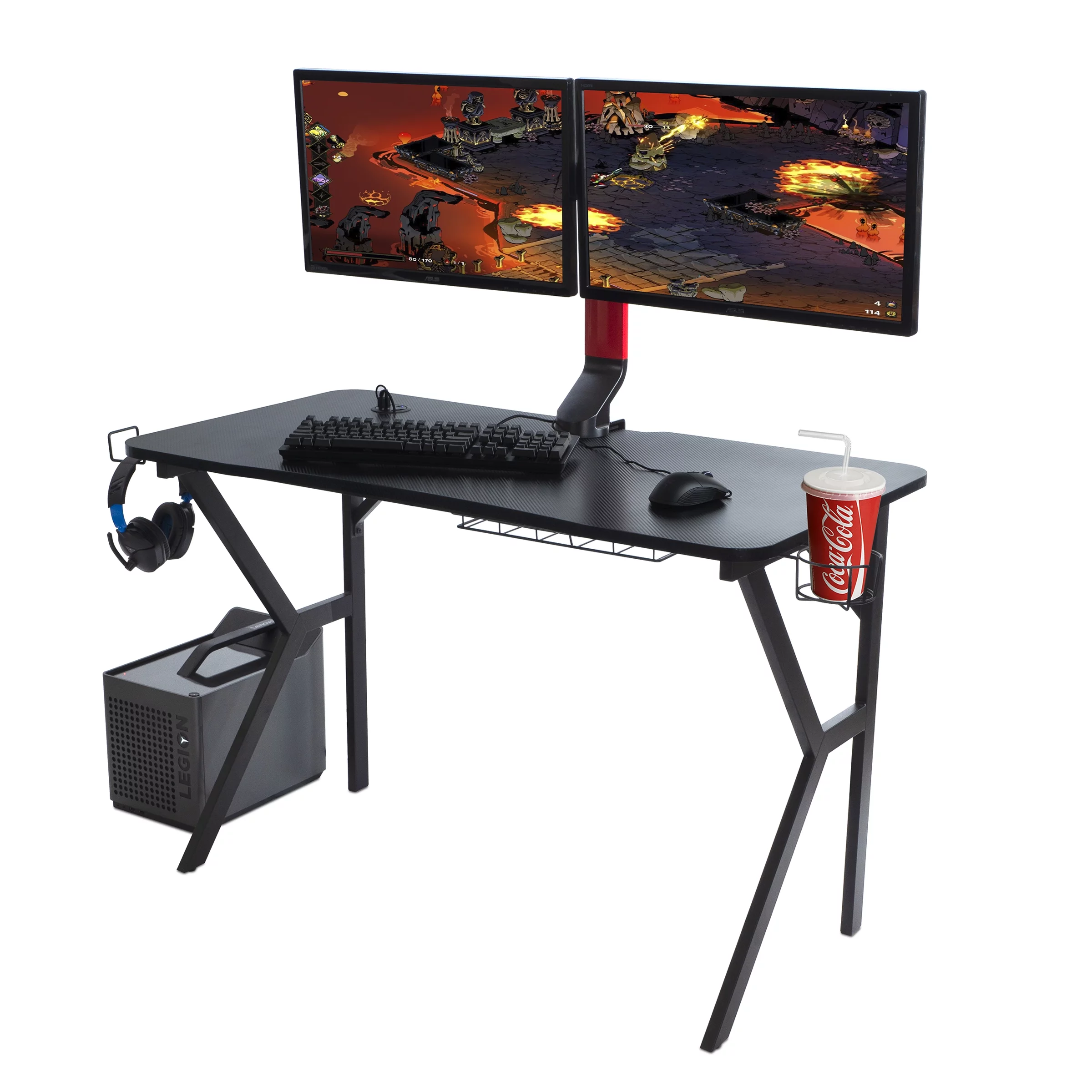 Atlantic Spectrum Gaming Desk with LED Lighting and Cable Management Tray, 29.75