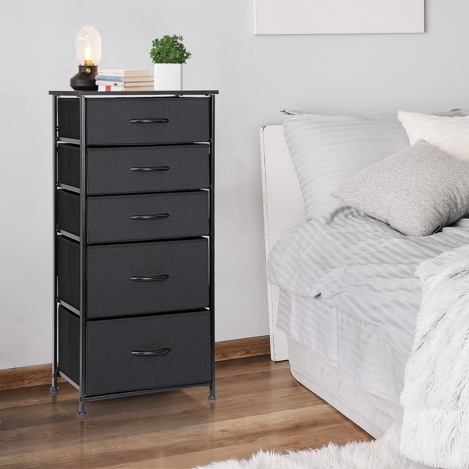 Dresser Tall Chest of Drawers Storage Organizer Bedroom Living Room 5 Drawer