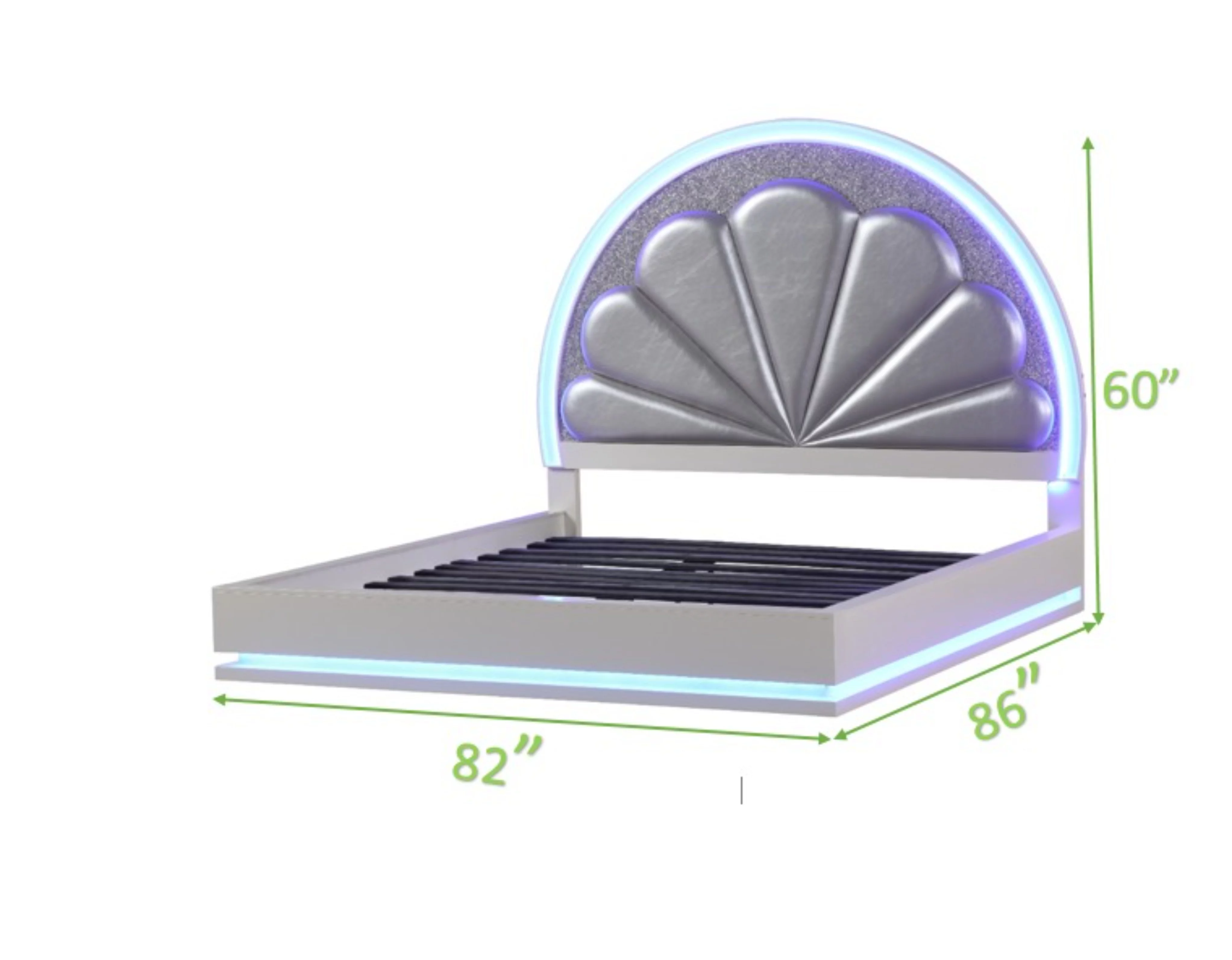 Sportaza King Size LED Bed Made with Wood in  Milky White