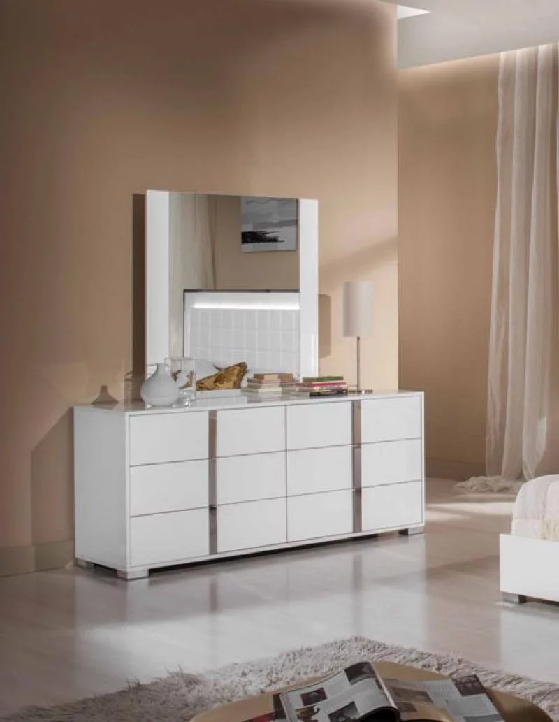 Modern White Glossy Finish Dresser Made In Italy VIG Modrest San Marino