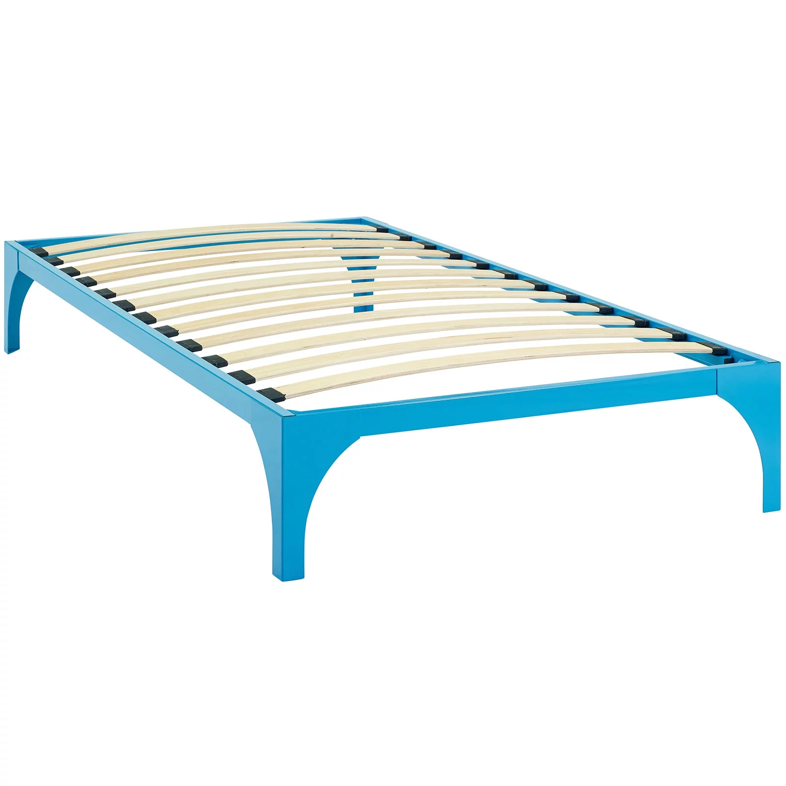 Modern Contemporary Urban Design Bedroom Twin Size Platform Bed Frame, Blue, Metal Steel