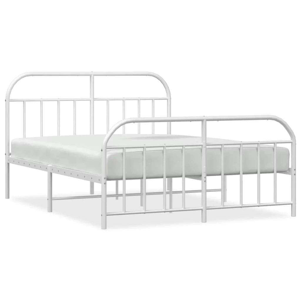 Dcenta Metal Bed Frame with Headboard and Footboard White 72