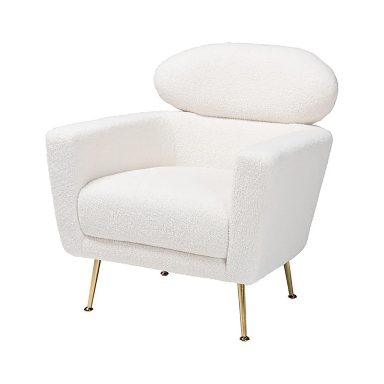 Baxton Studio Fantasia Modern and Contemporary Ivory Boucle Upholstered and Gold Metal Armchair