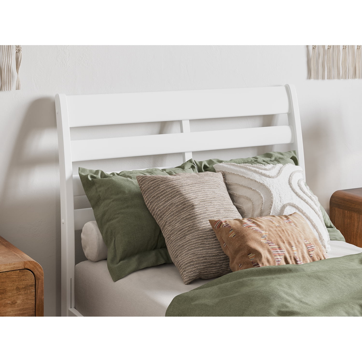 Savannah Twin Wood Headboard with Attachable Charger in White
