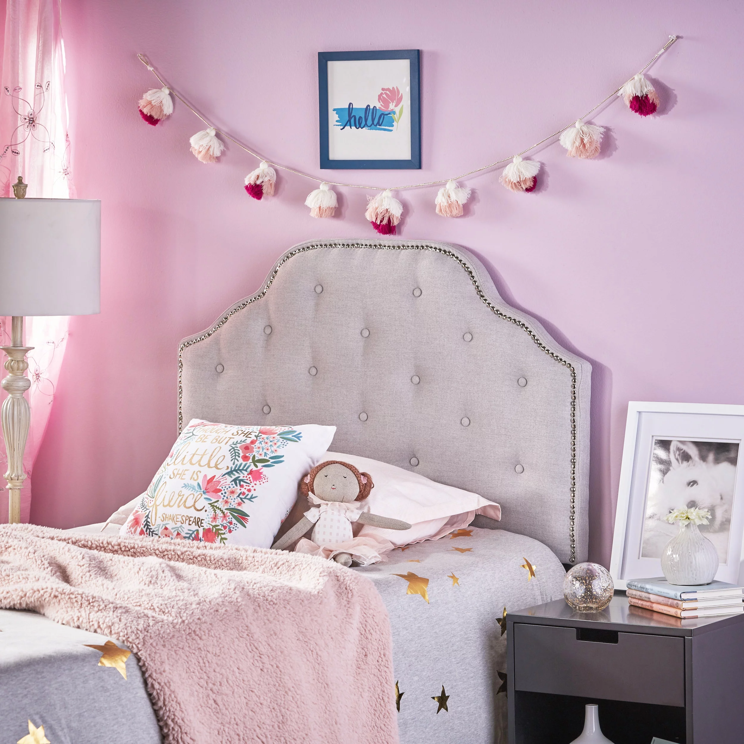 Nila Fabric Kid's Twin Headbaord, Light Grey