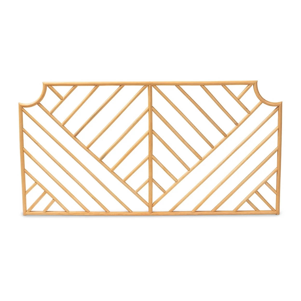 Baxton Studio Giza Modern Bohemian Natural Brown Rattan Queen Size Wall-mount Headboard