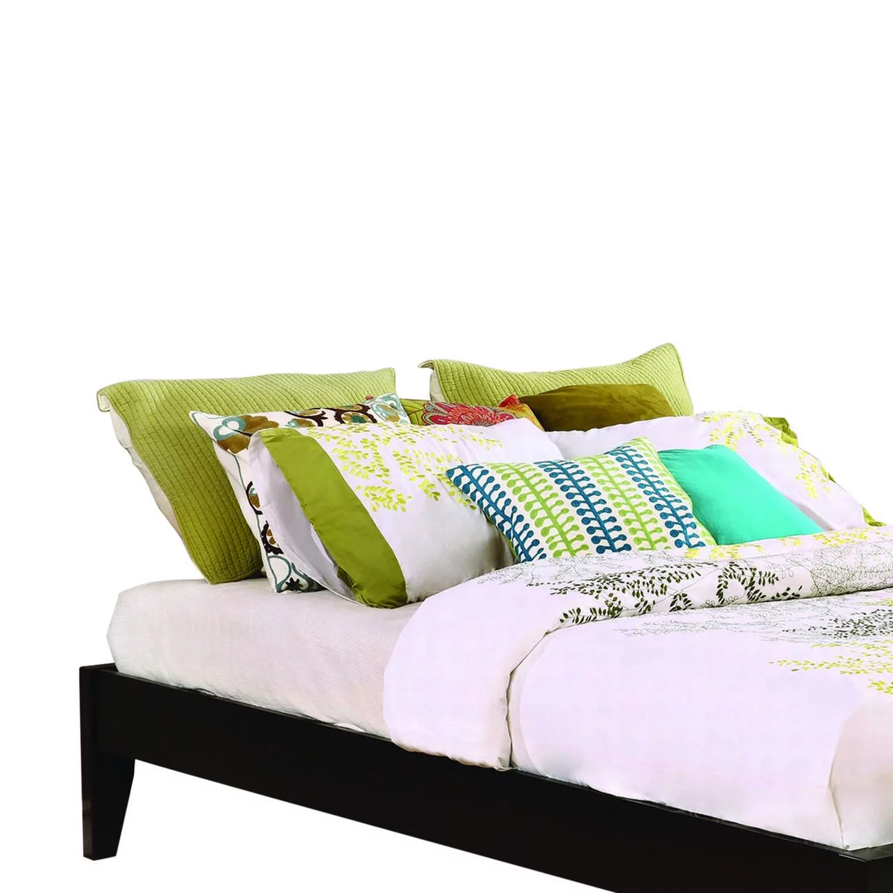 Wooden California King Size Universal Bed Frame with Tapered Legs, Brown- Saltoro Sherpi