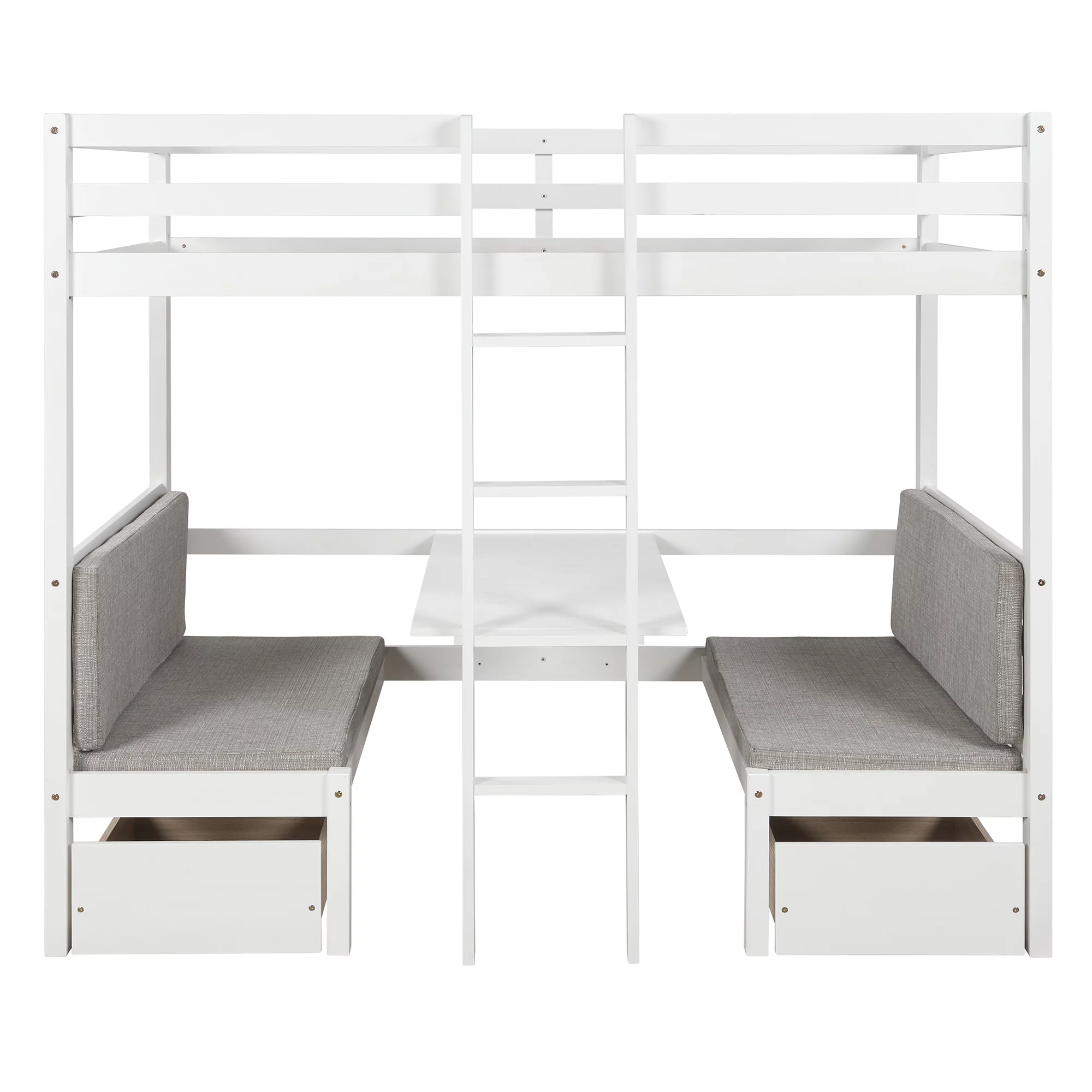 Functional Bunk Bed Turn into Upper Bed and Down Desk Twin Kids Wood Loft Bunk Bed with Desk