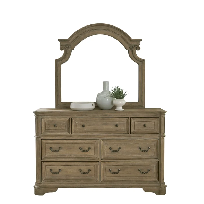 Magnolia Manor Dresser & Mirror in Weathered Bisque