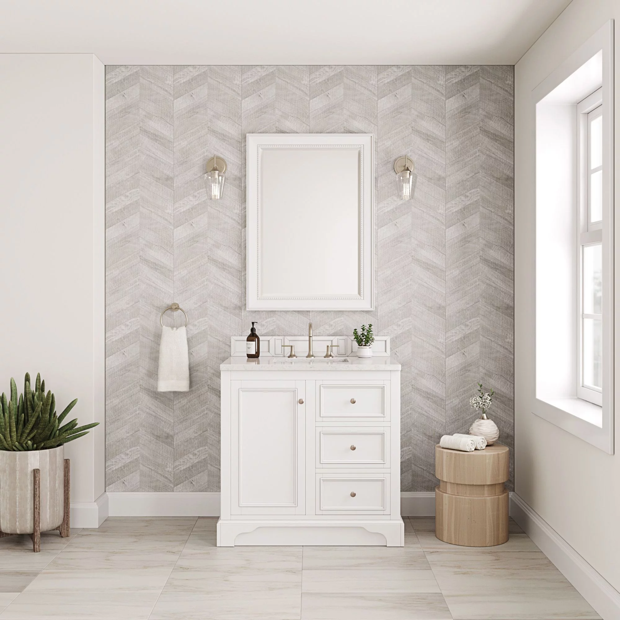 James Martin Furniture 157-M29-BW Bristol 29 in. Rectangular Mirror, Bright White