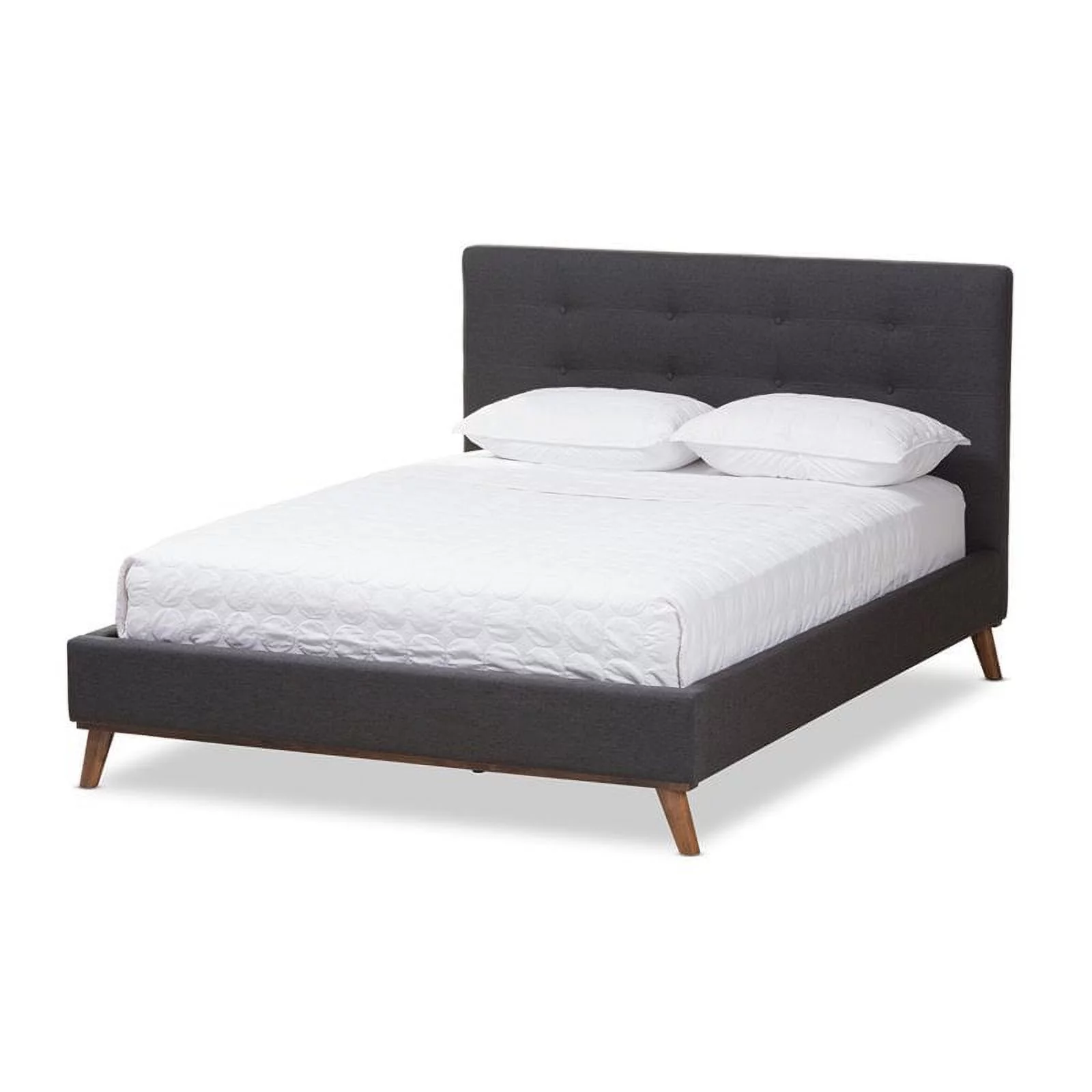 Bowery Hill Upholstered Queen Platform Bed in Dark Gray