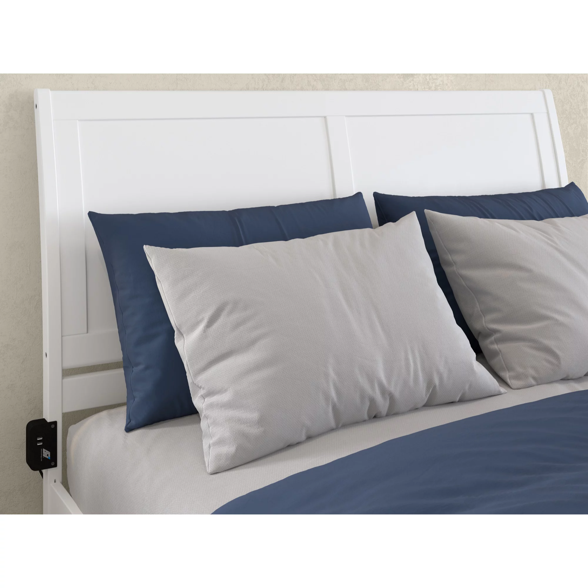AFI Portland Queen Wood Sleigh Headboard in White