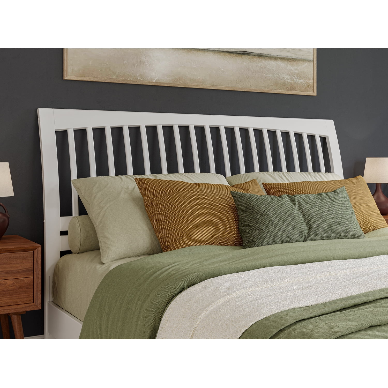 AFI Orleans King Sleigh Solid Wood Slat Headboard, White