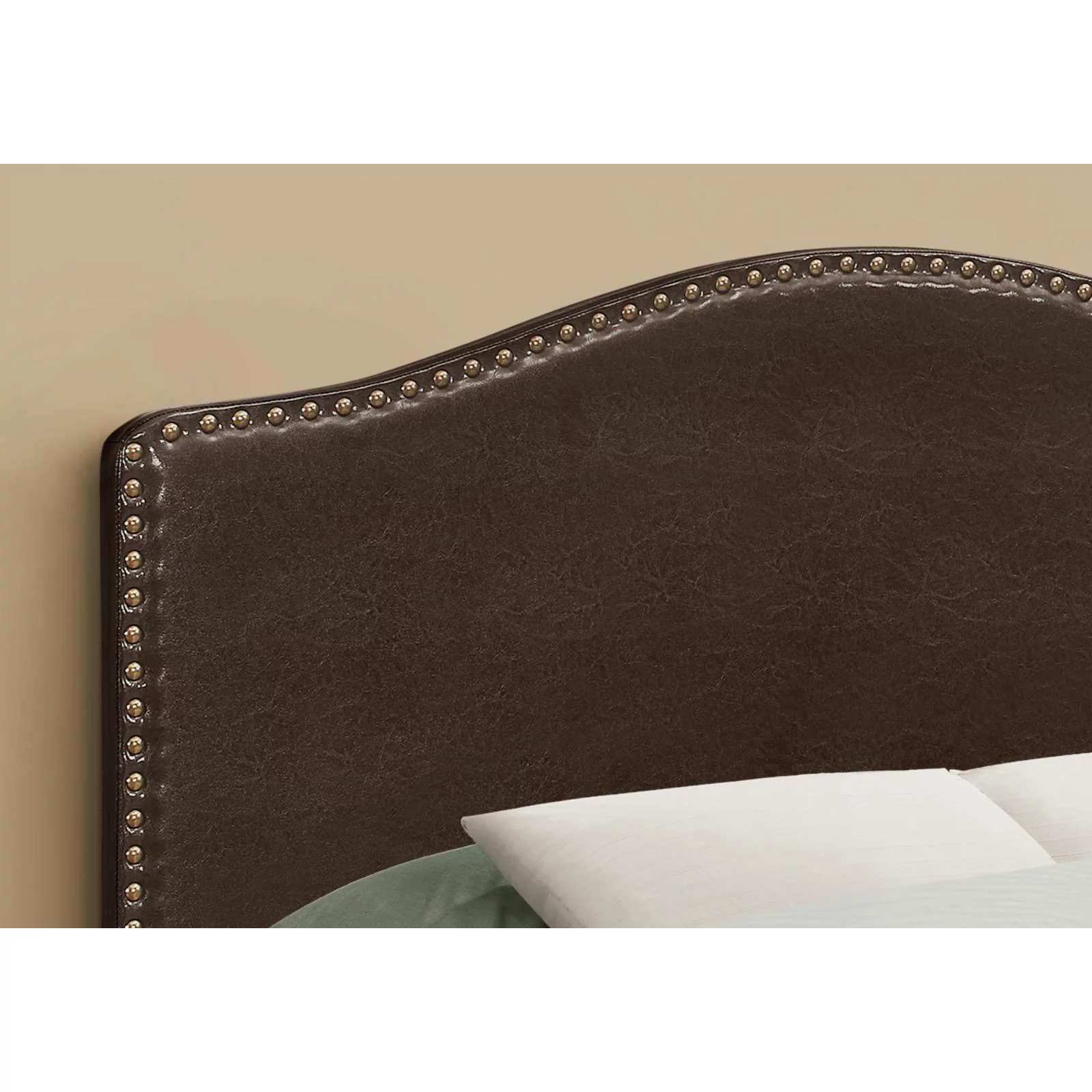 Bed Headboard Only Full Size Bedroom Upholstered Pu Leather Look Brown