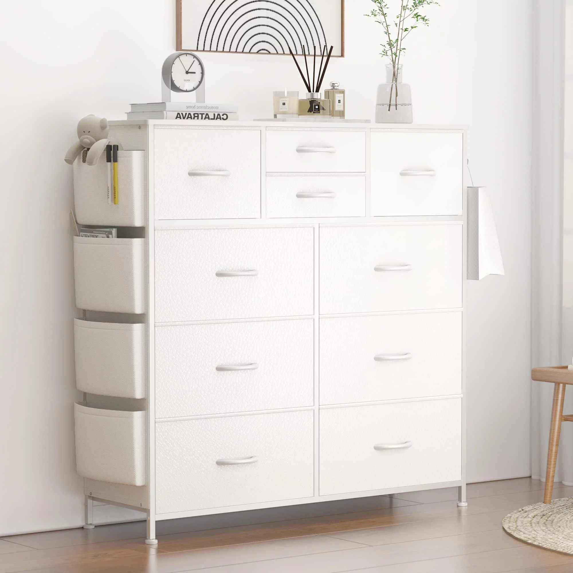GIKPAL Dressers for Bedroom, Chest of 10 Drawers White Dresser with Storage Tower Clothes Organizer Unit for Entryway, Living Room