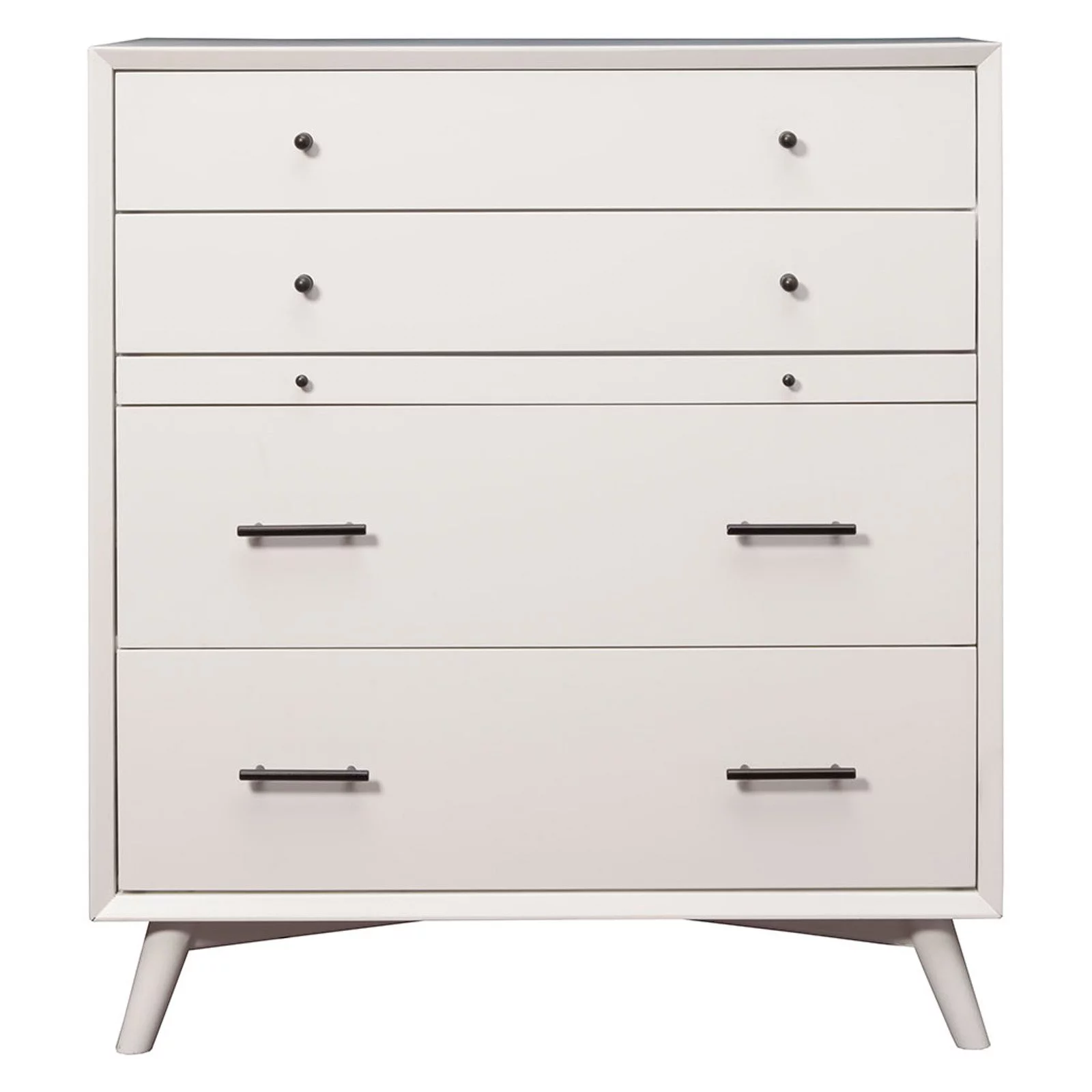 Alpine Furniture Flynn Mid Century Modern 4 Drawer Multifunction Chest in White