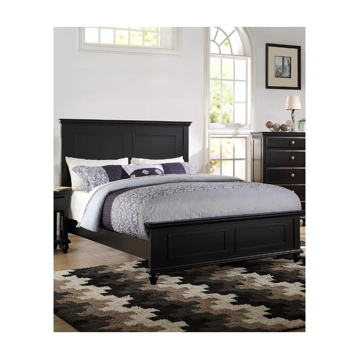 Seamless Wooden E.King Bed, Black