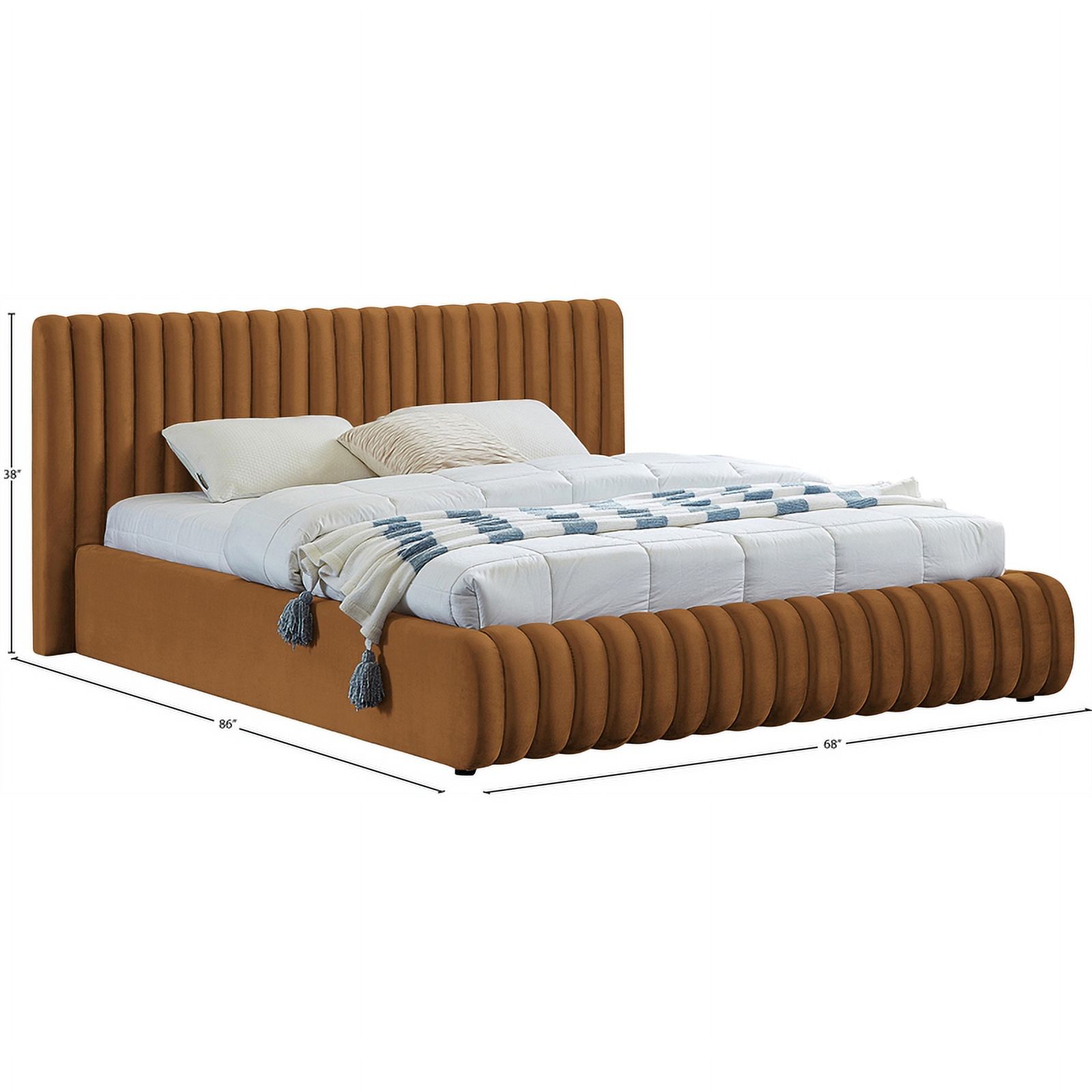 Meridian Furniture Nico Saddle Velvet Full Bed
