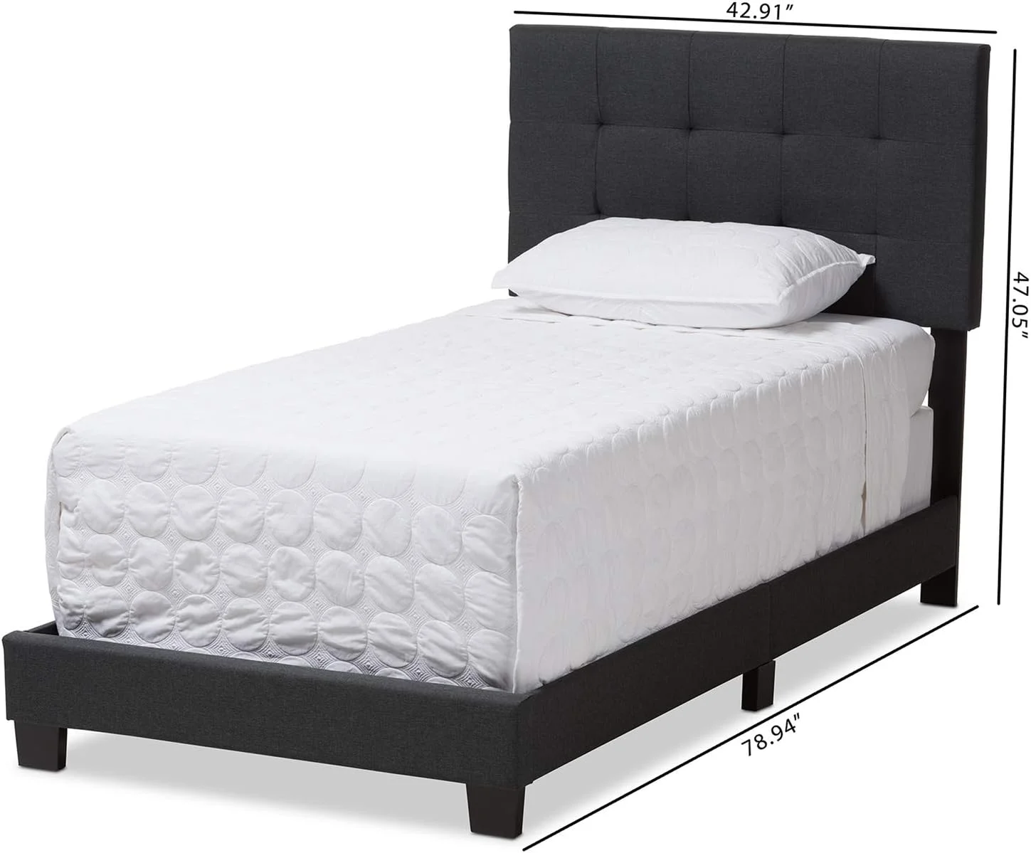Brookfield Upholstered Panel Bed In Charcoal Gray