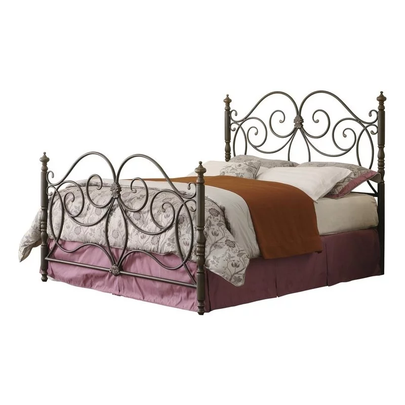 Kingfisher Lane Traditional Metal Queen Headboard and Footboard in Bronze