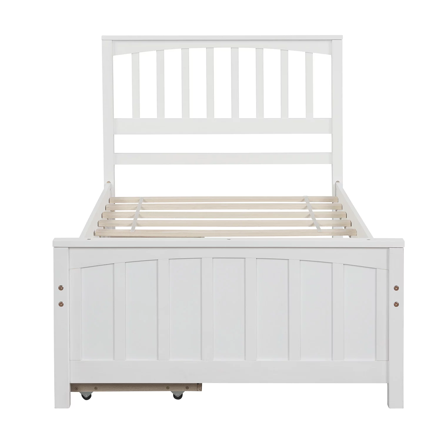 Nestfair White Twin Size Wood Platform Bed Two Storage Drawers