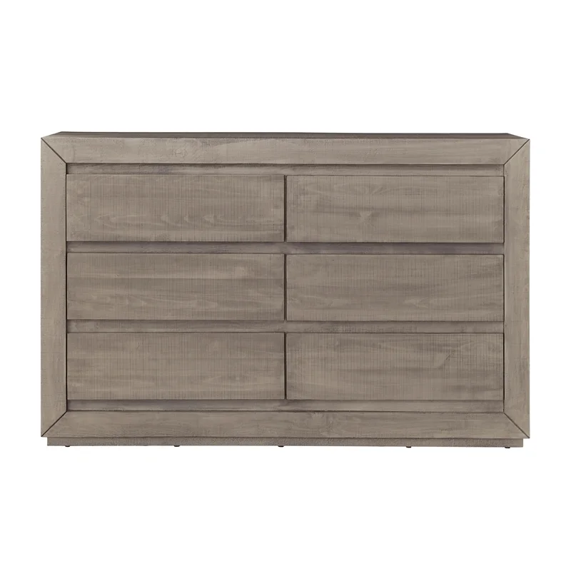 Progressive Furniture Palisades 6-Drawer Wood Double Dresser In Stone Gray-Beige
