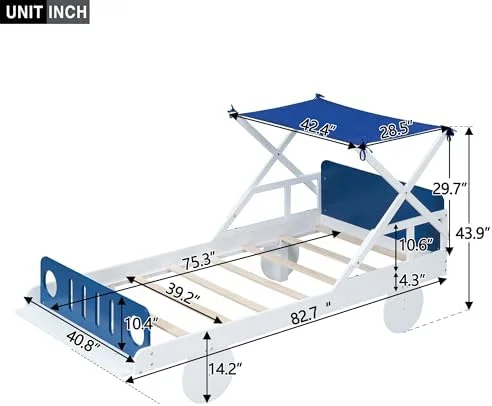 RUNFAYBIU Full Size Race Car Bed with Door and