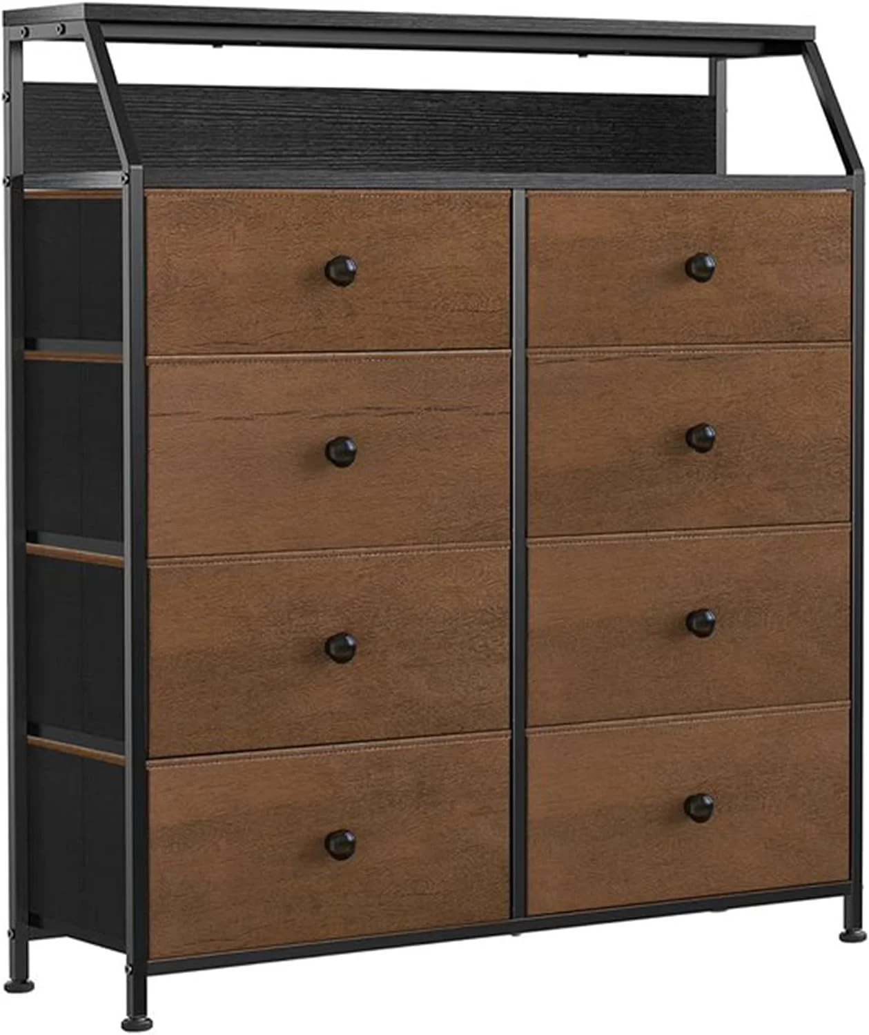 RUNFAYBIU 8 Drawer Steel Frame Wood Top Organizer Dresser for Closet Living Room and Entryway with 2 Additional Drawer Organizers Espresso