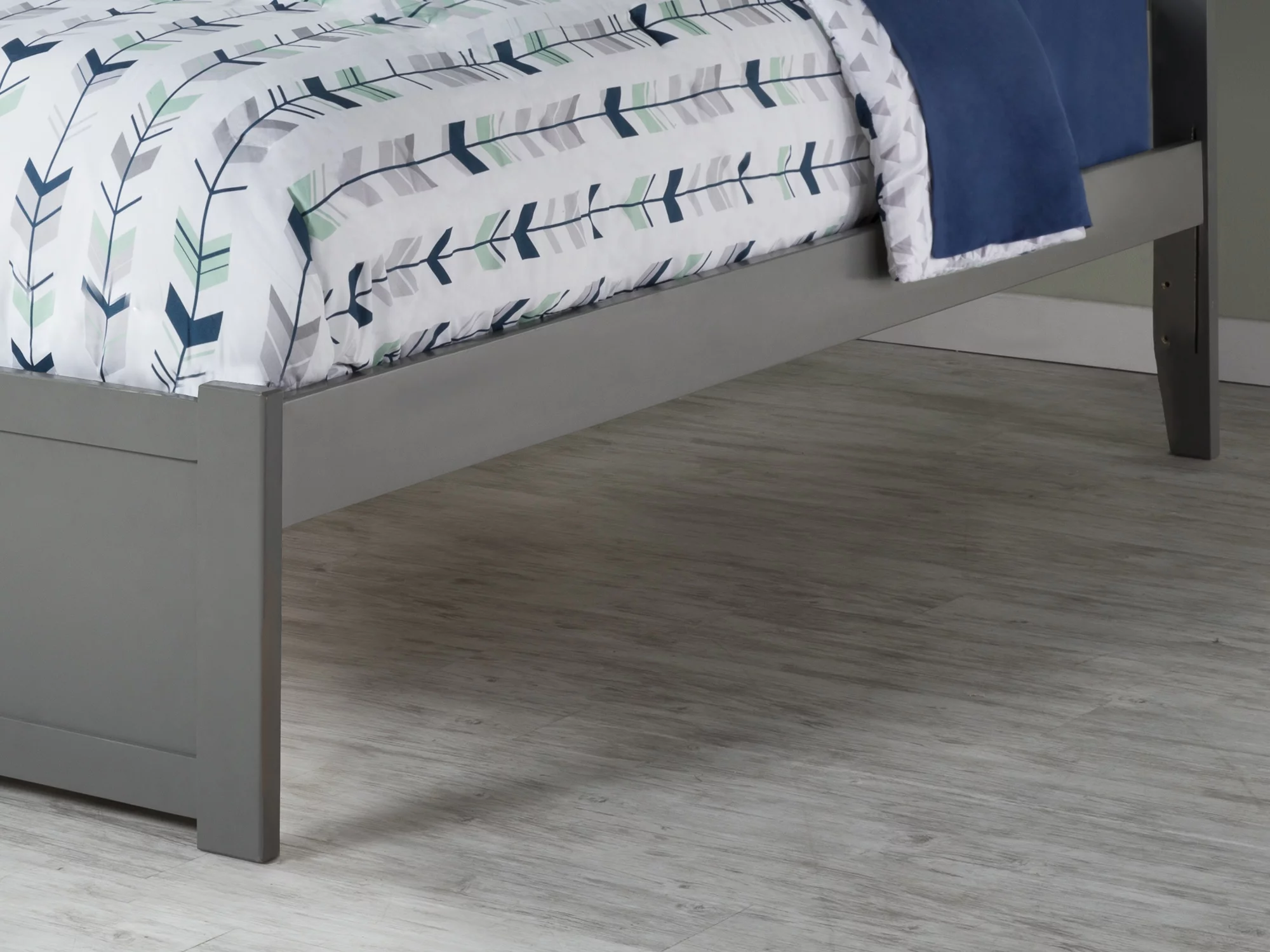 AFI Newport Full Solid Wood Platform Bed with Footboard & 2 Storage Drawers in Grey