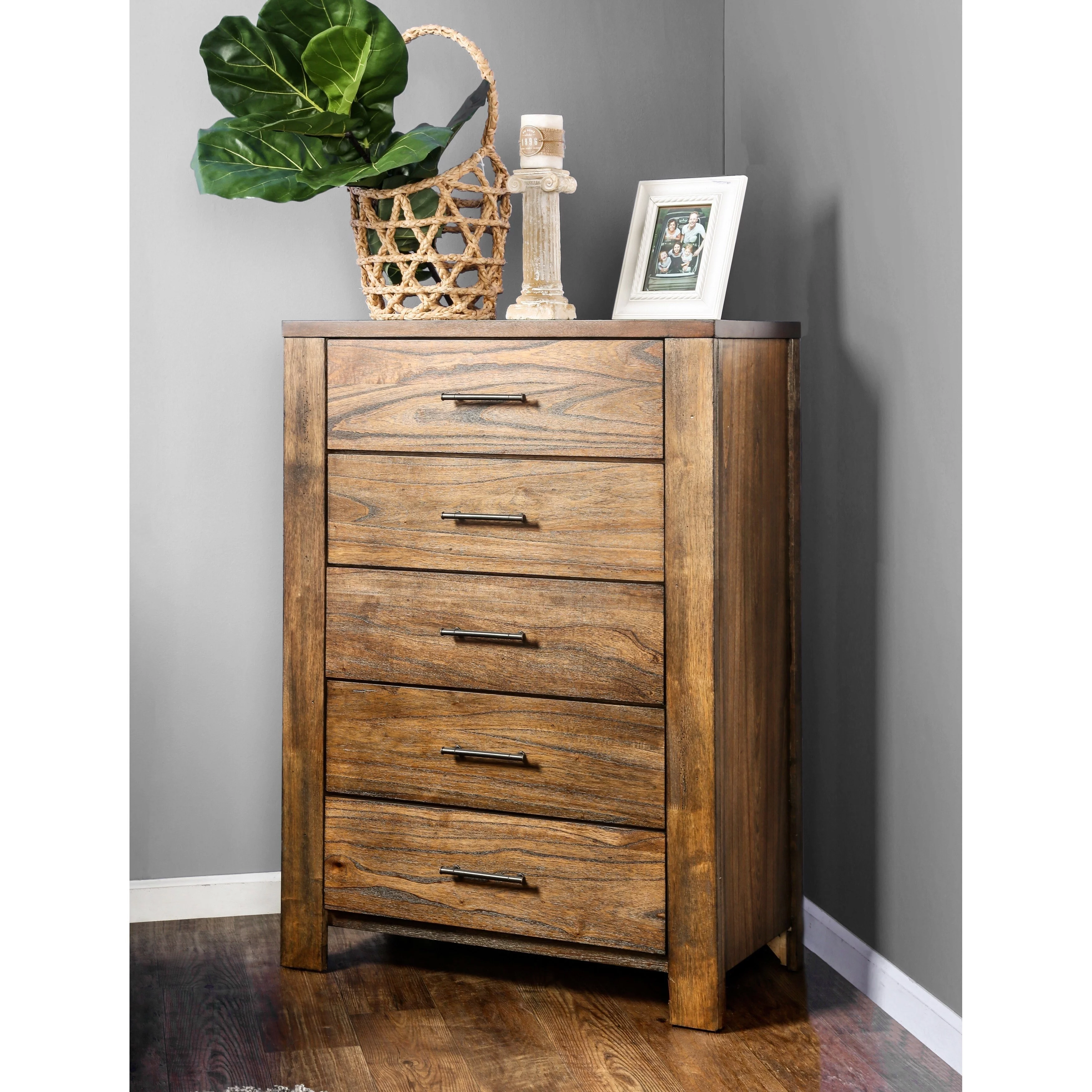 Carbon Loft Marquez Rustic Oak 34-inch 5-Drawer Wood Chest by