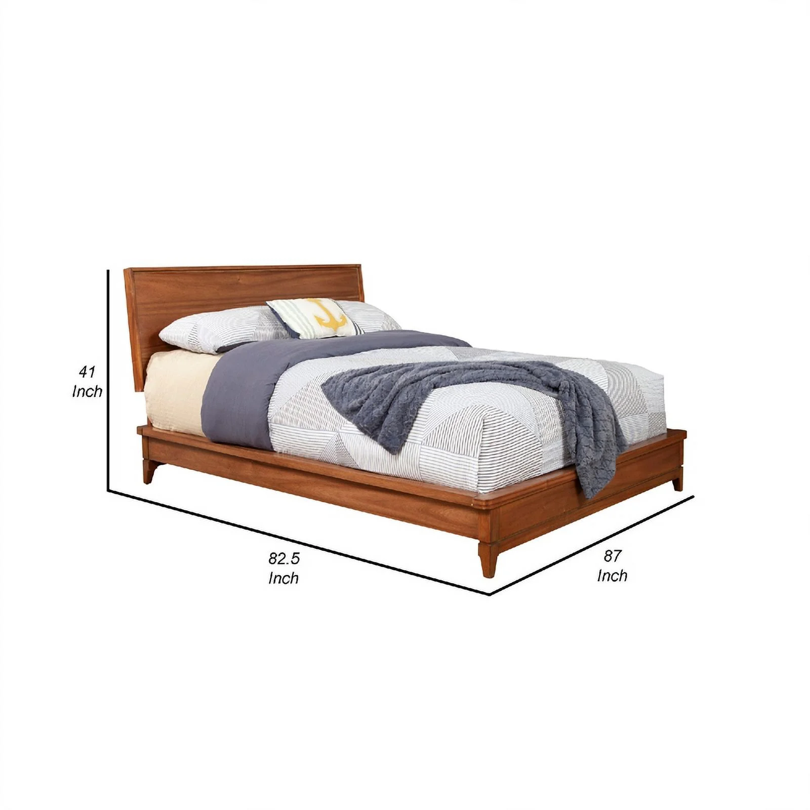 Benjara King Platform Bed with Sleigh Panel Headboard, Brown