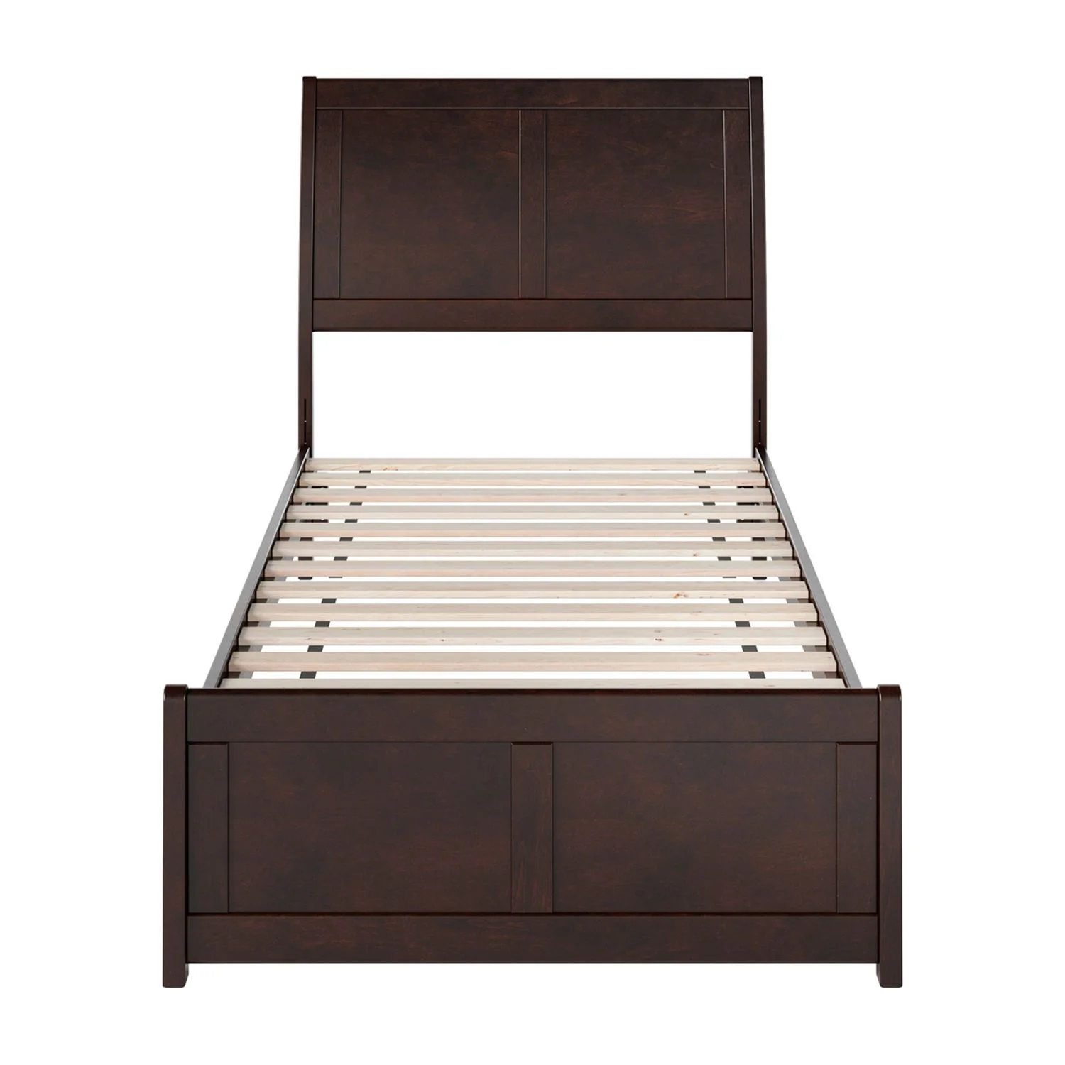 AFI Valencia Twin XL Wood Low Profile Sleigh Platform Bed with Matching Footboard, Espresso