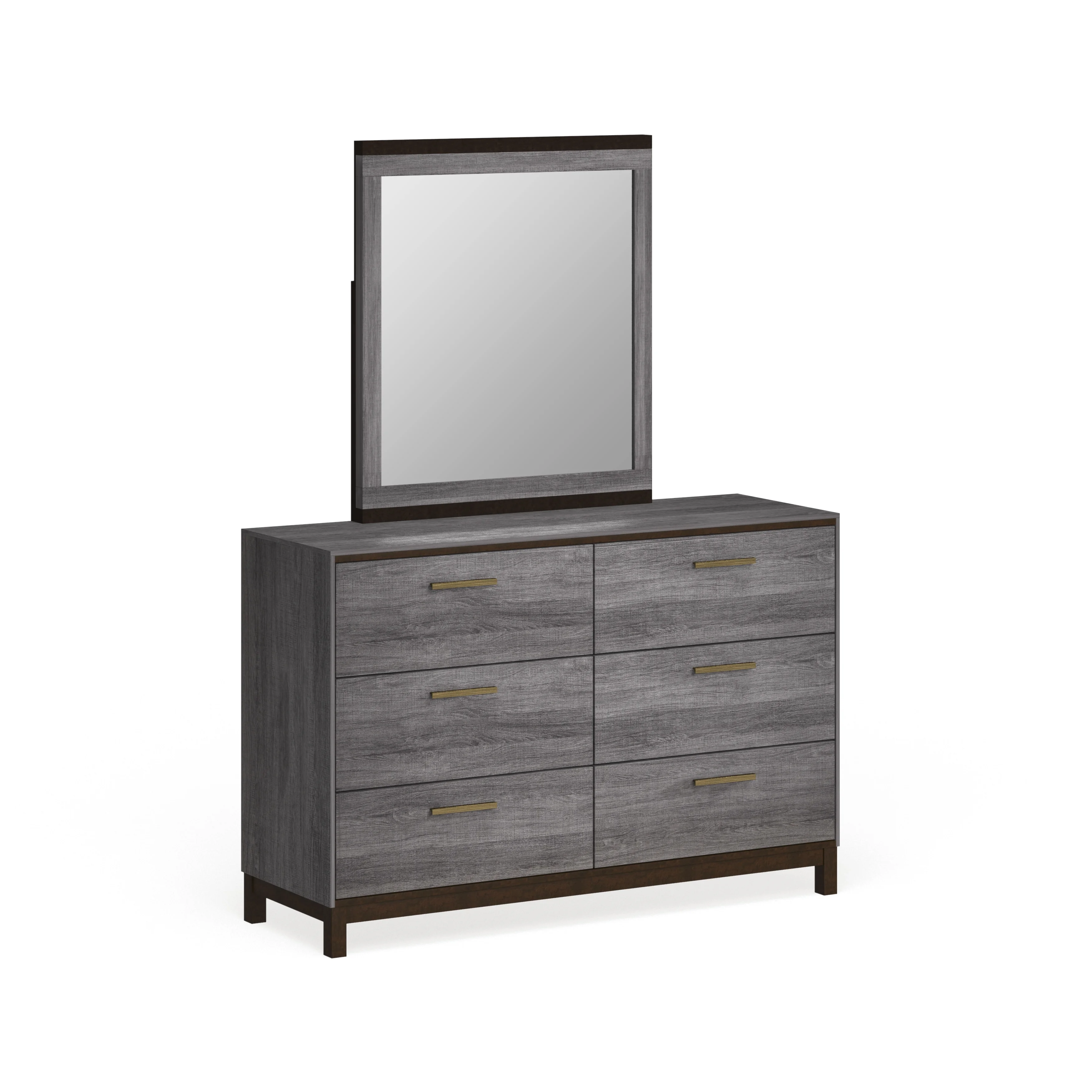Furniture of America Fika Rustic Grey Wood 2-piece Dresser and Mirror Set by