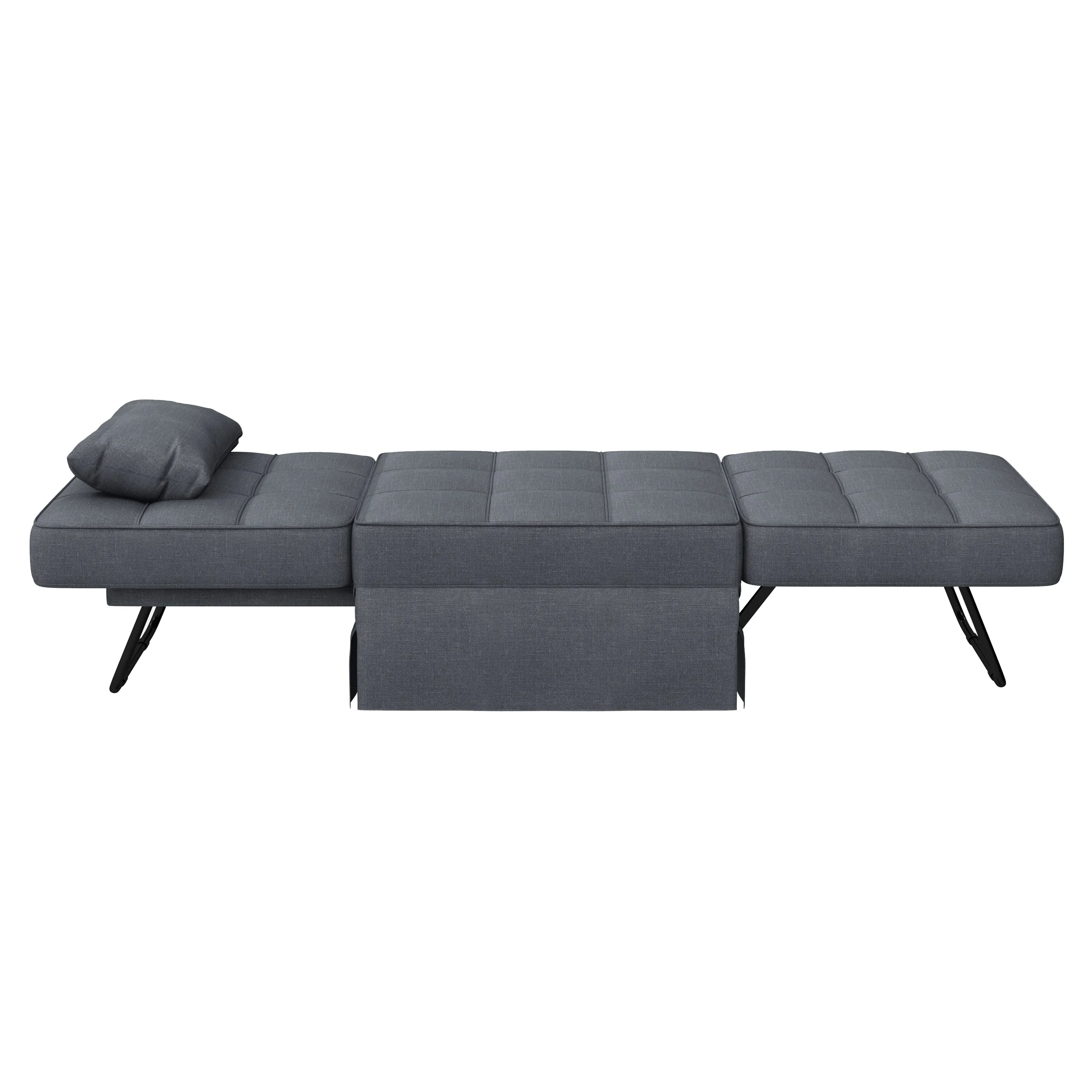Oaks Aura Living Room Bed Room Metal Frame with Upholstery Recliner Bed Ottoman Dark Grey