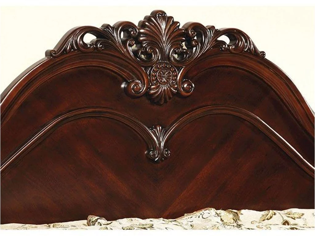 Traditional Stylish Cherry Color Queen Size Bed Low Post bedframe