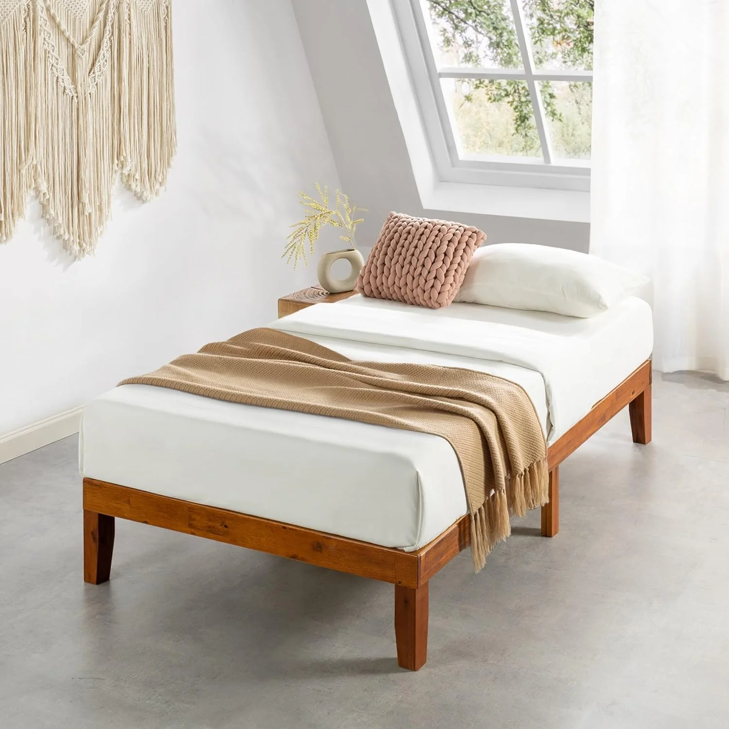 Classic Solid Wood Platform Bed Frame Cherry XL Wood Finish
