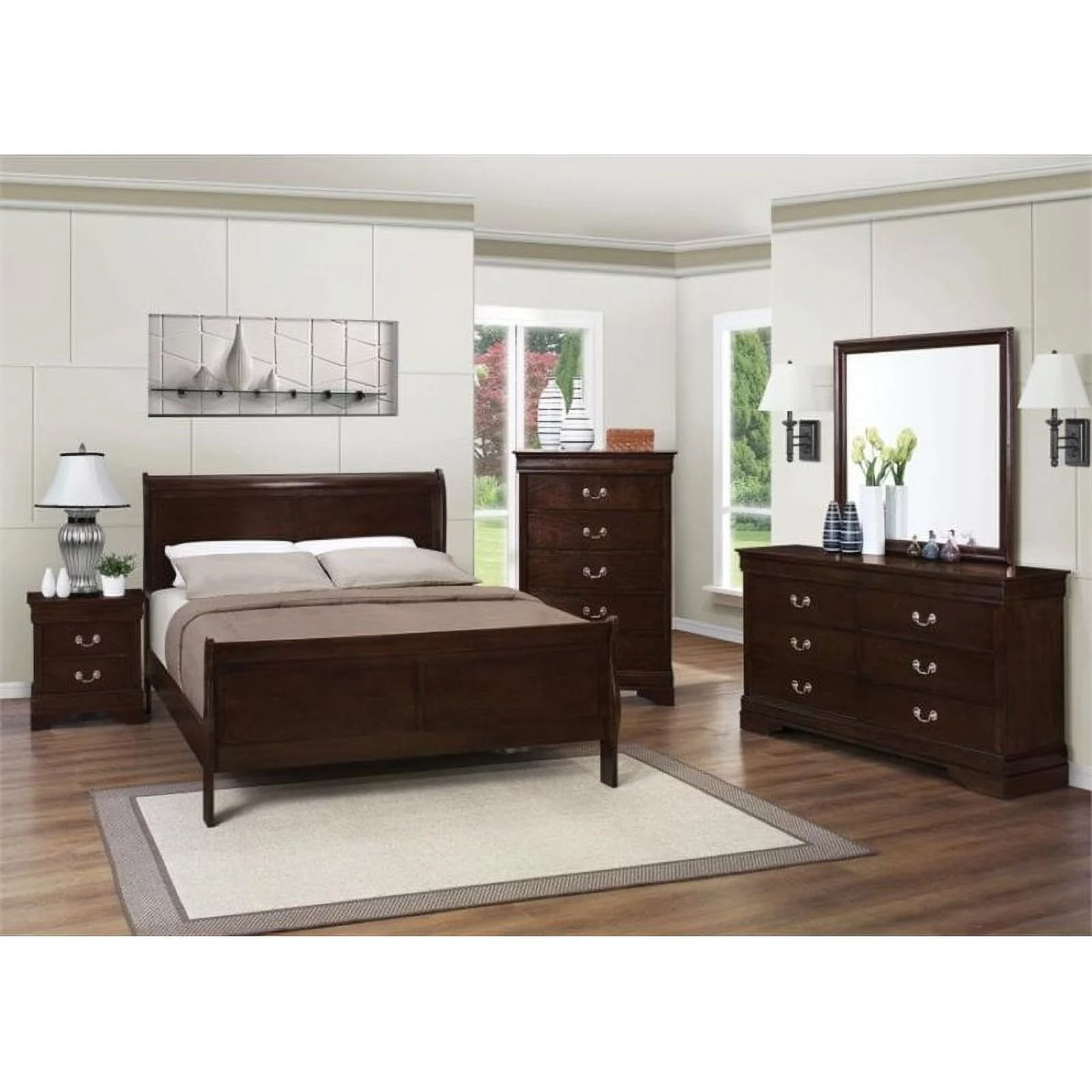 Stonecroft Furniture Keep Terrace 5 Piece Full Sleigh Bedroom Set in Cappuccino