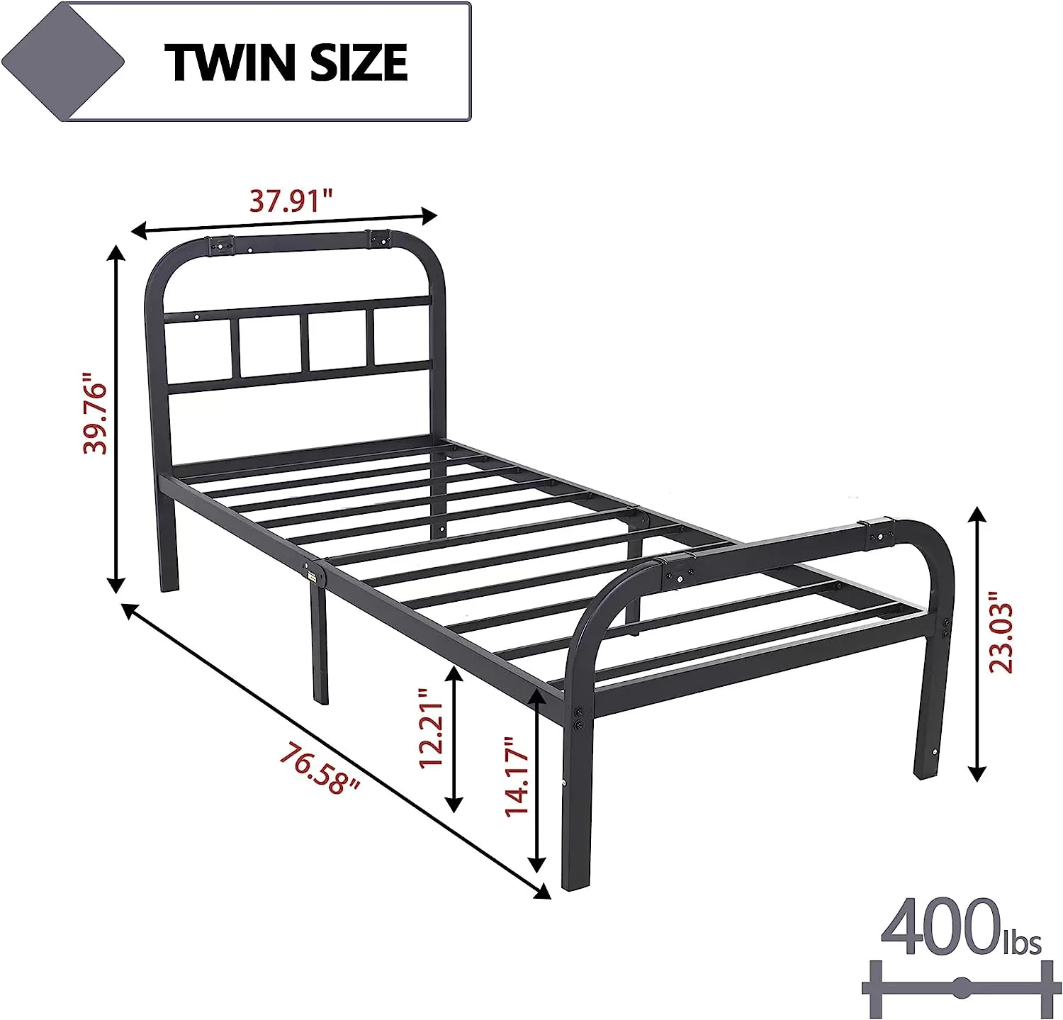 14 Inch Full Bed Frame with Headboard and Footboard Heavy Duty Metal Full Size Platform Bed Frame 3000lbs Strengthen Support No Box Spring Needed No Noise Non-Slip