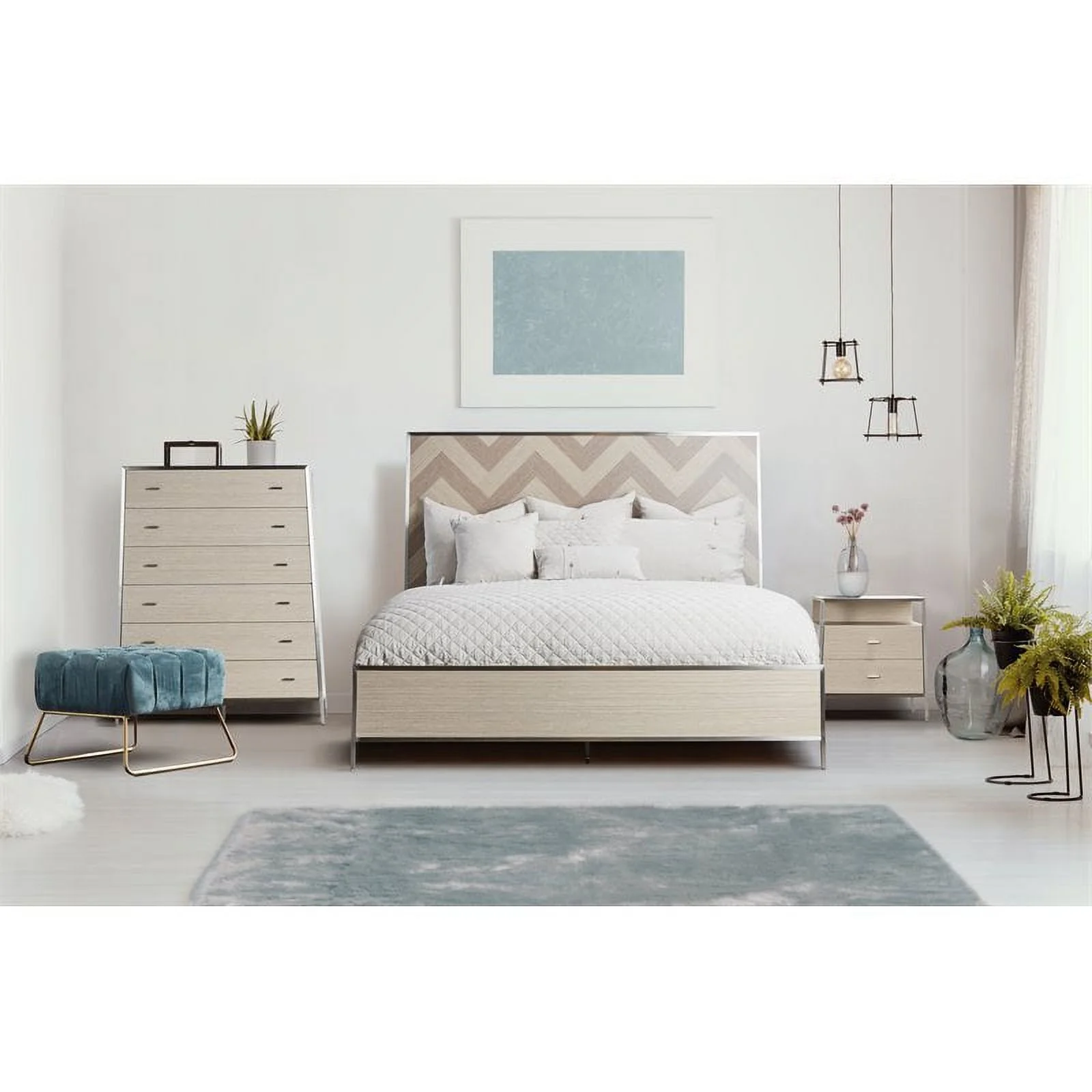 Michael Amini Silverlake Village 6-Drawer Wood & Metal Chest in Washed Oak