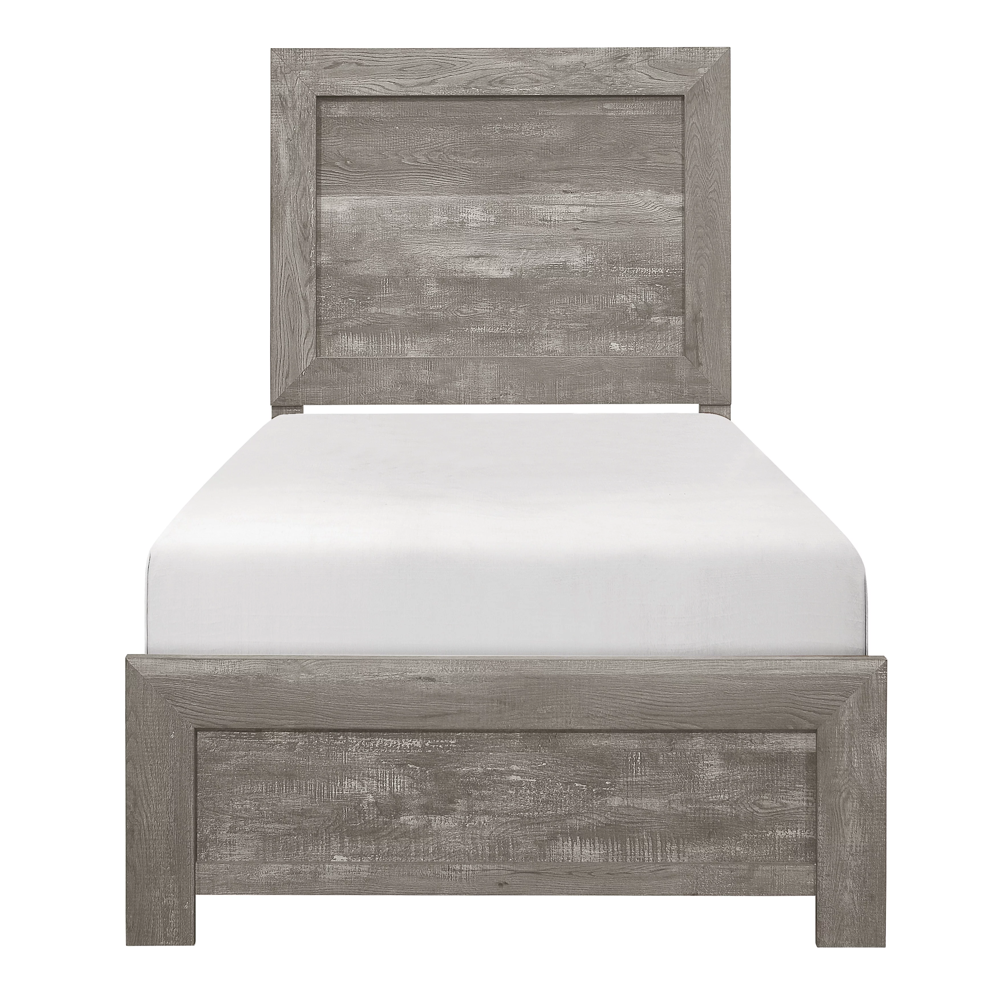 Modern Rustic Style Twin Size Bed 1pc Gray Finish Bedroom Furniture