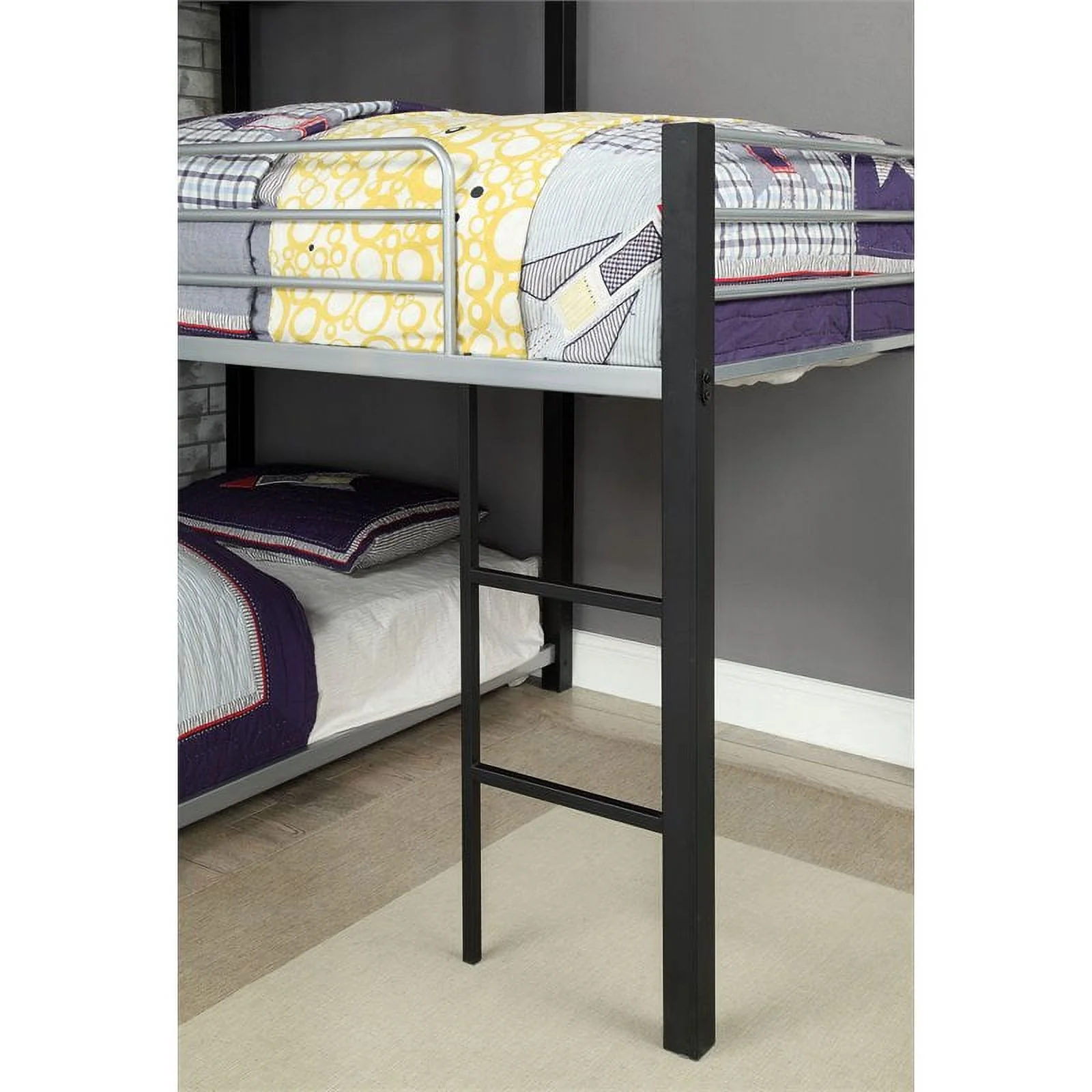 Furniture of America Crossman Metal Twin Triple Bunk Bed in Sand Black