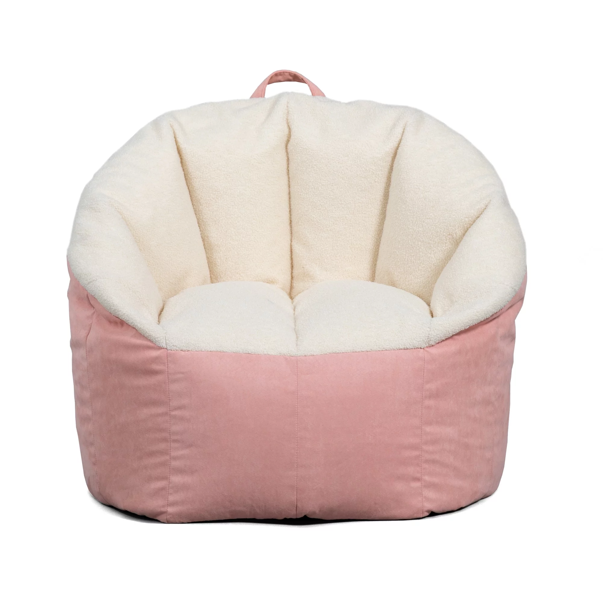 Big Joe Milano Bean Bag Chair, Oat Sherpa and Desert Rose, Vegan Suede, 2.5 feet