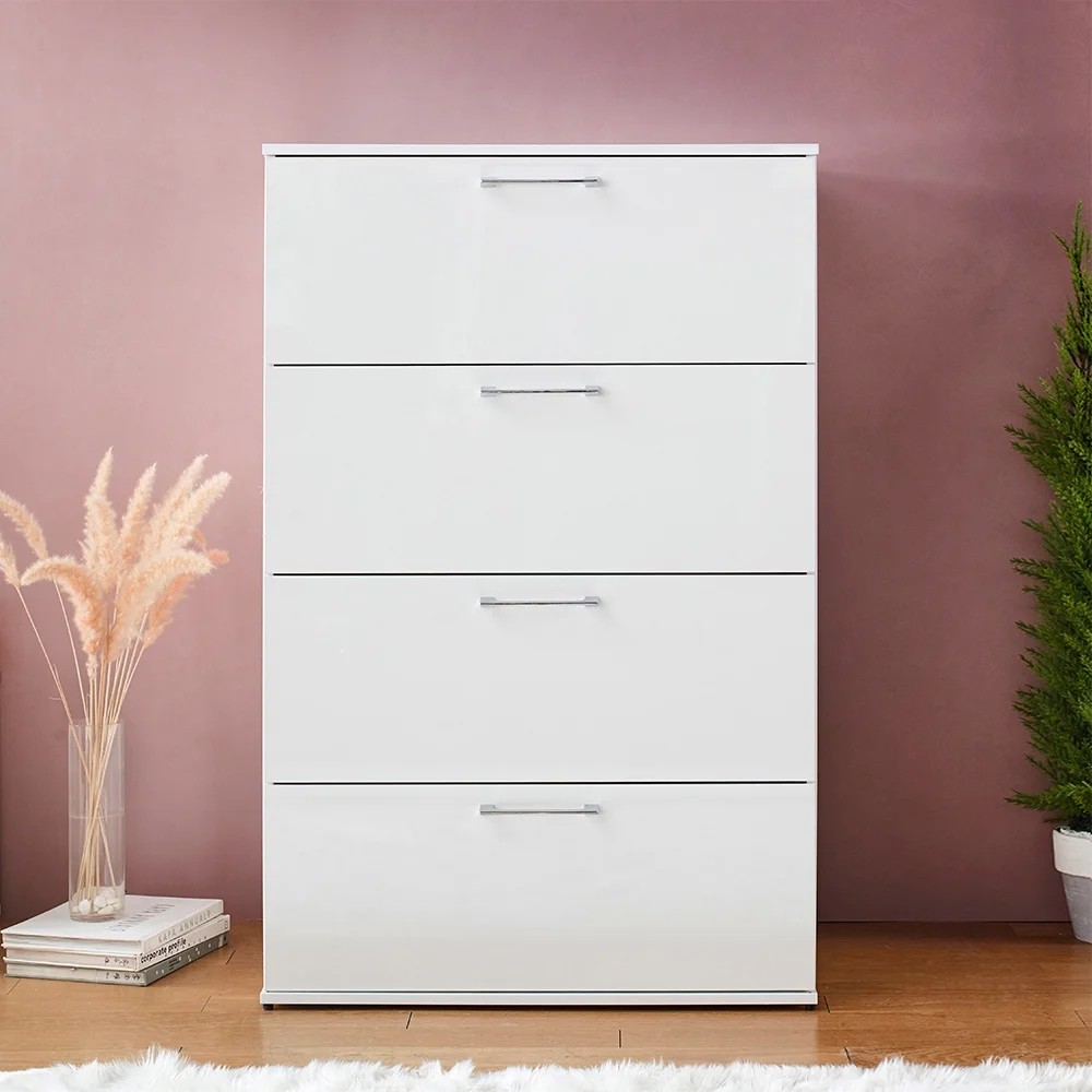 Bliss Glossy Four-Drawer Jumbo Chest in White