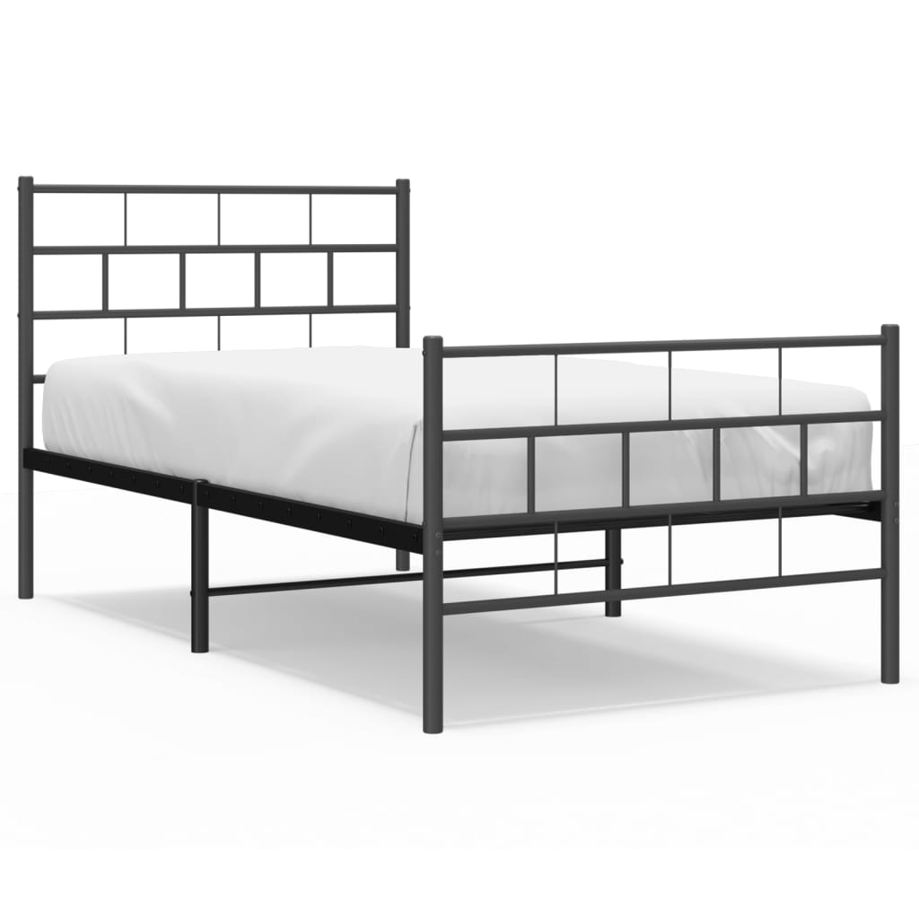 Metal Bed Frame with Headboard and Footboard Black 39.4