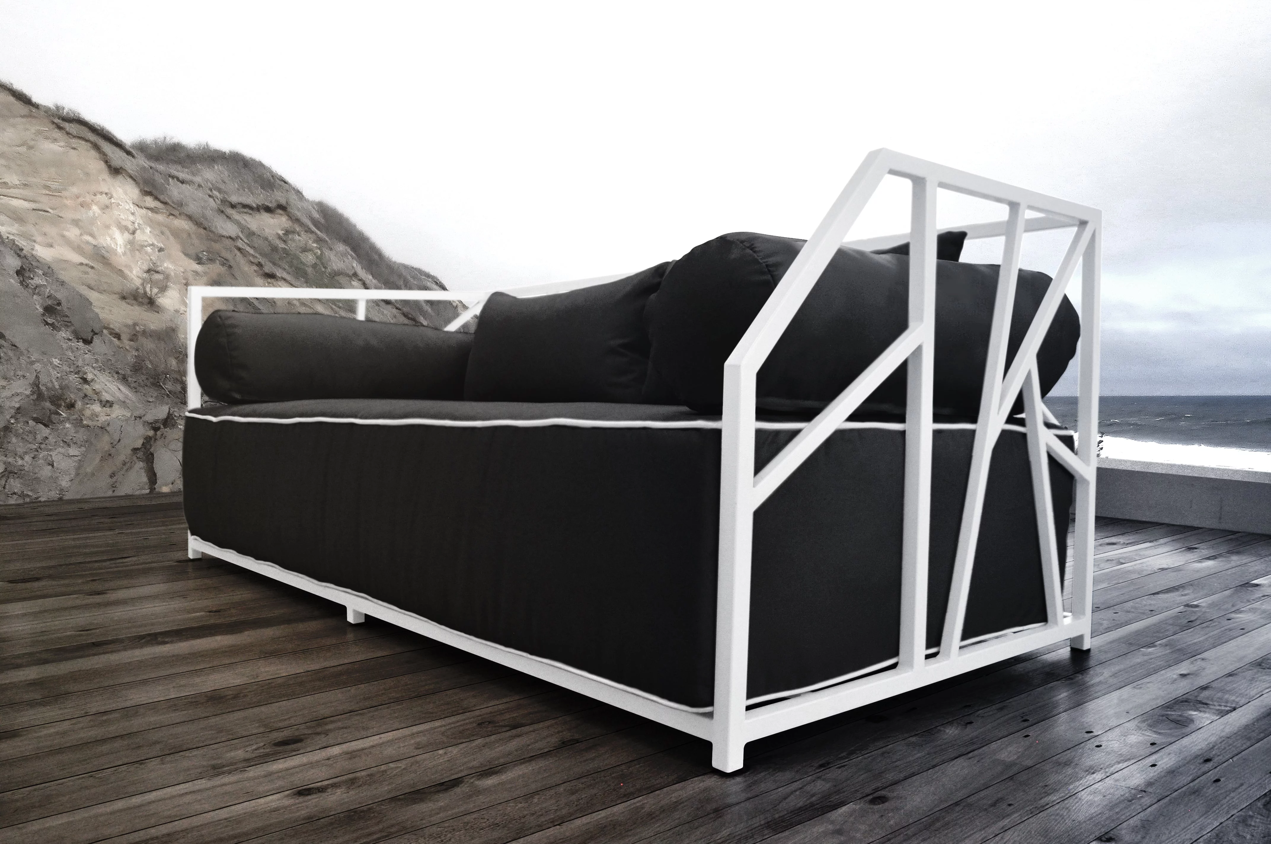 Nidum White Daybed with Black Cushions