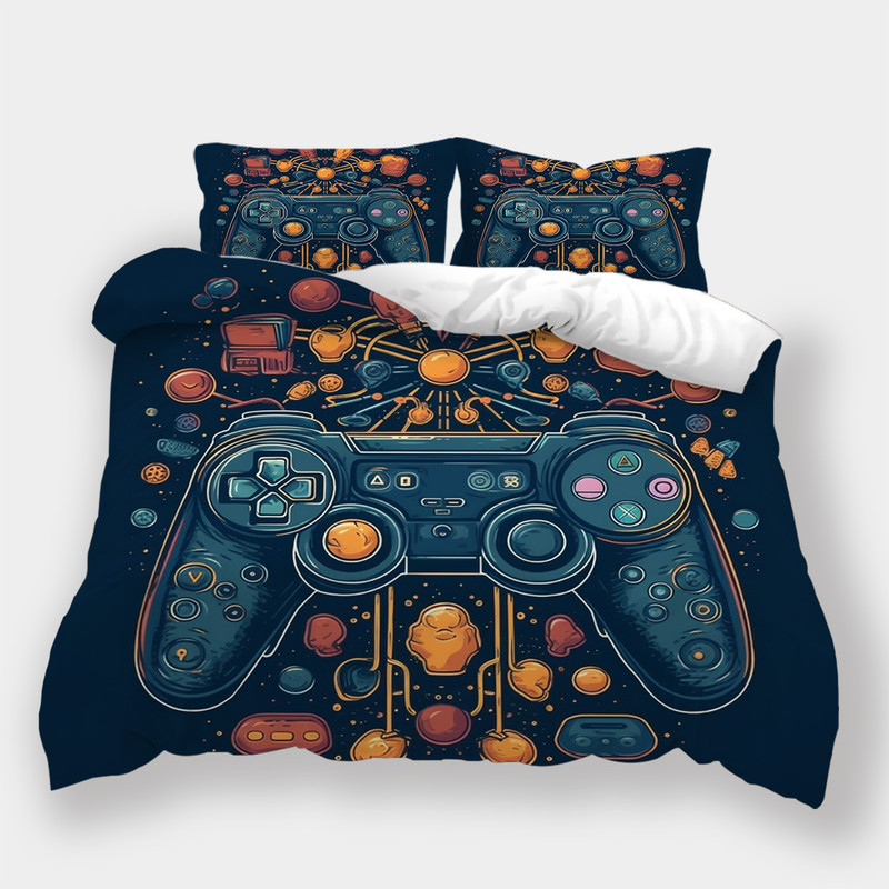 Bedroom Decor Fashion Bedding Set Gamepad Printed Bedspreads Teenager Cool Duvet Cover Set,California King (98