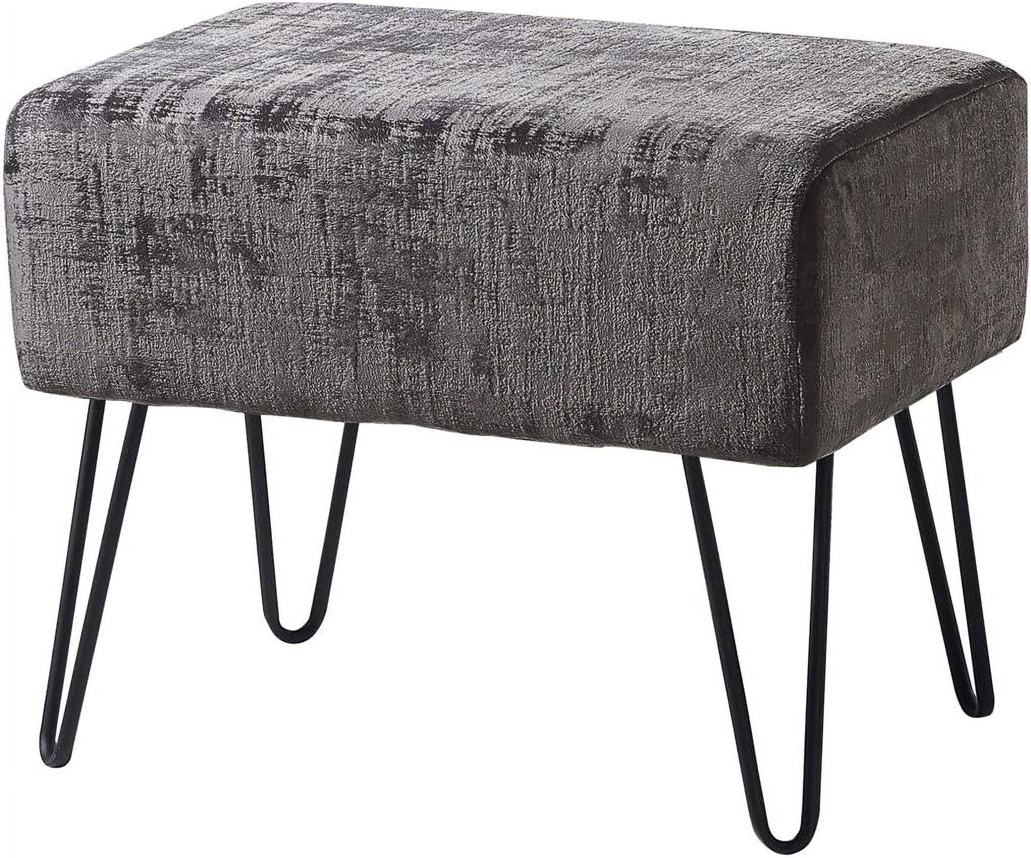 Grey Textured Velvet Ottoman, 19