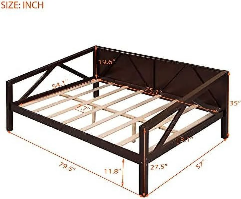 HOOMHIBIU Full Size Daybed Wooden Daybed Frame Multi-Functional Sofa Bed Daybed for /Teens Bedroom/Guest Room Wood Slat Support No Box Spring Required Grey